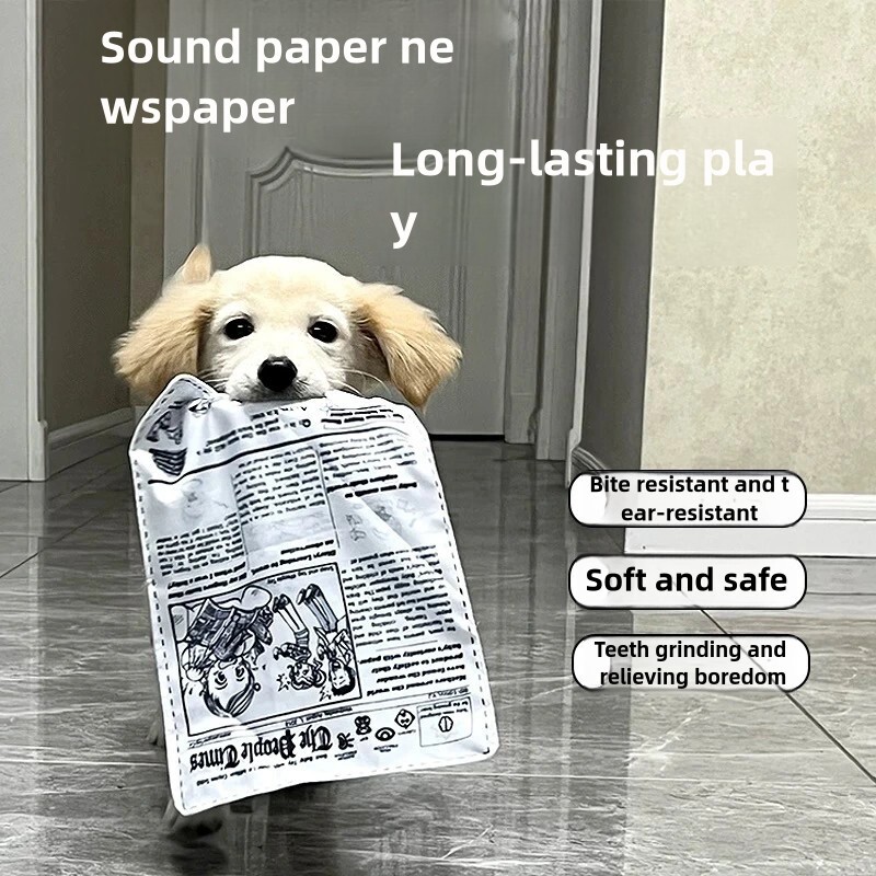 Bite-Resistant Dog Chew Toy – Sound Paper Newspaper for Pets, Durable and Safe I