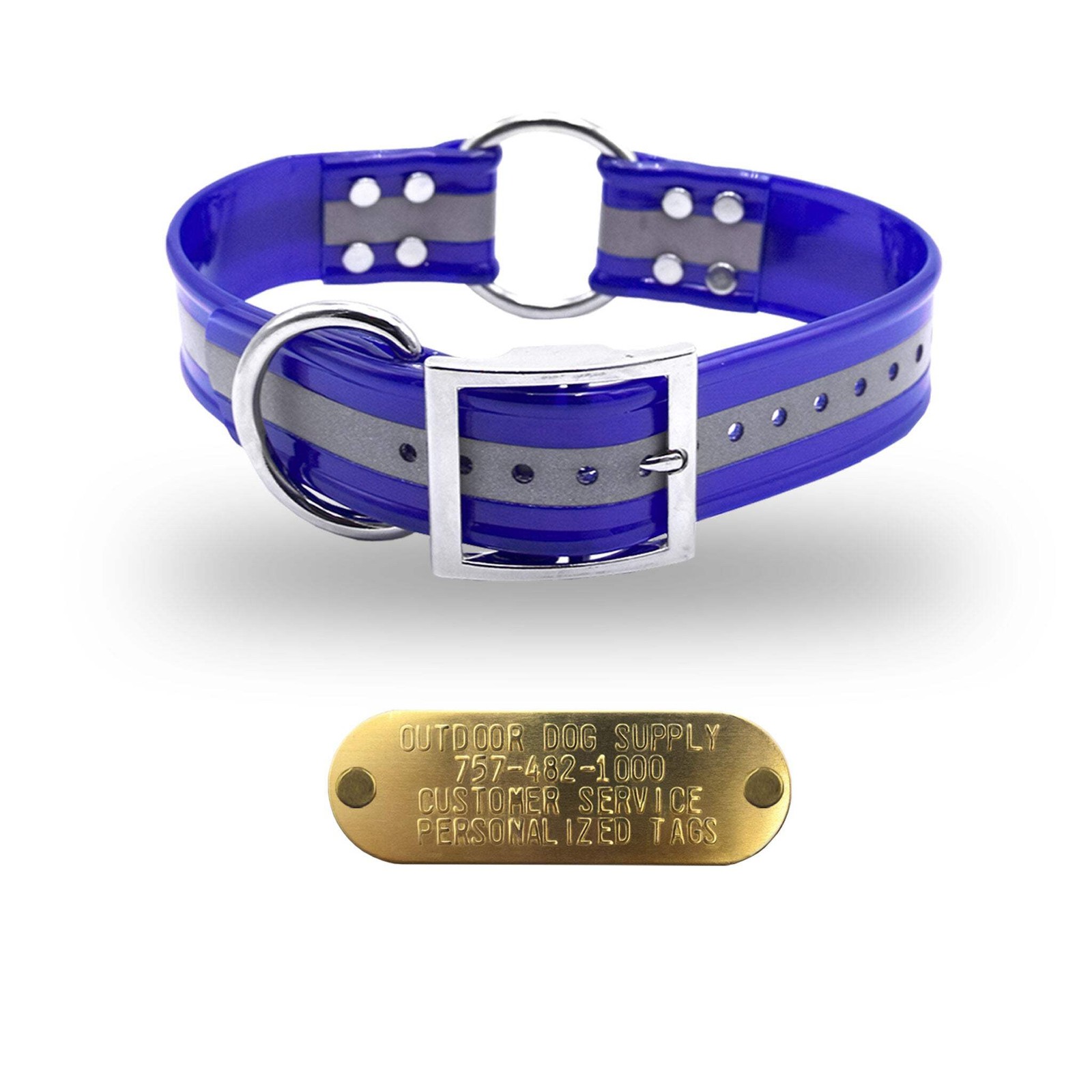 21″ Hunting Dog Name Collar Strap Heavy Duty Center Ring 1 1/2″ Wide Reflective