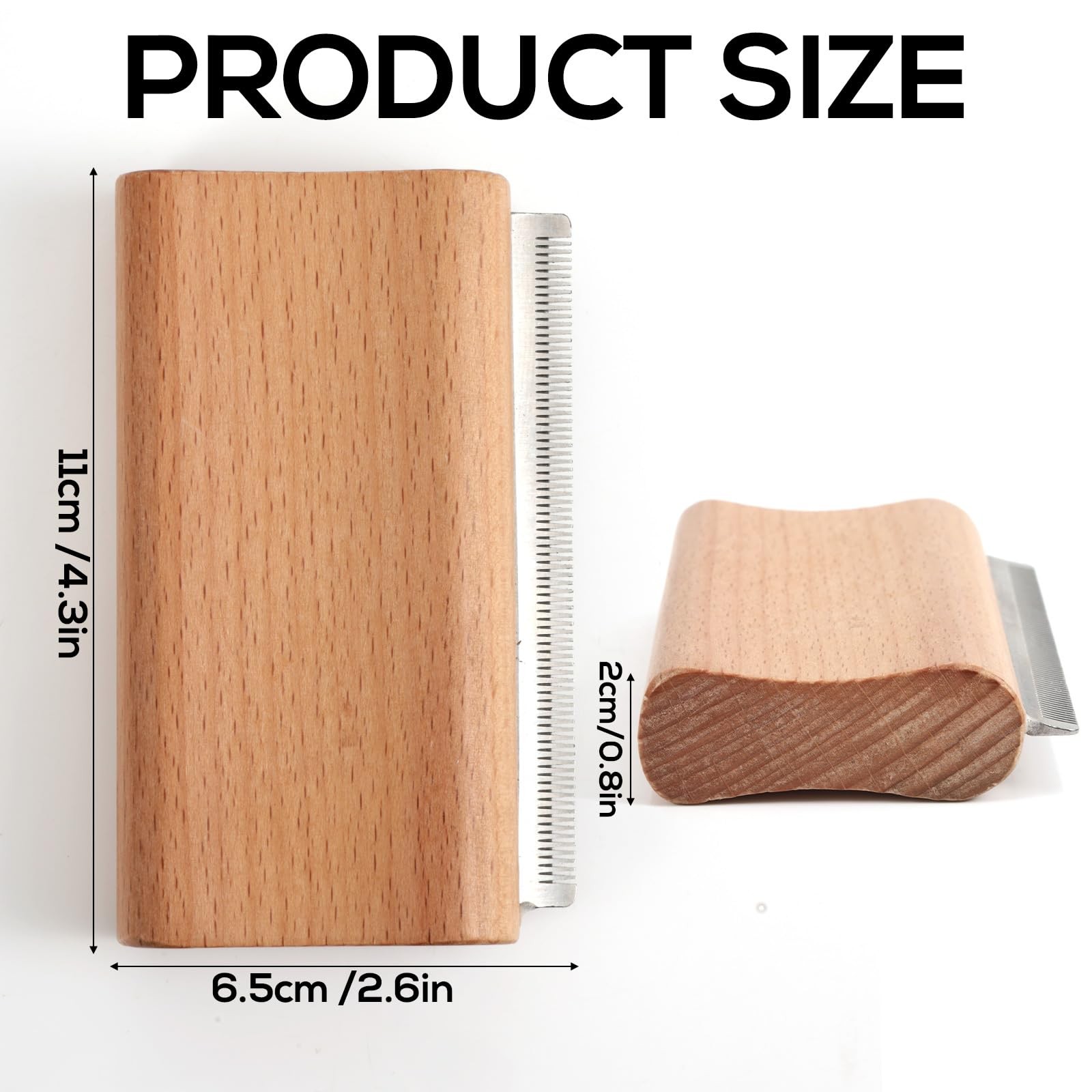 Wooden Pet Deshedding Brush, 4.3in/11cm Ergonomic as shown in the picture