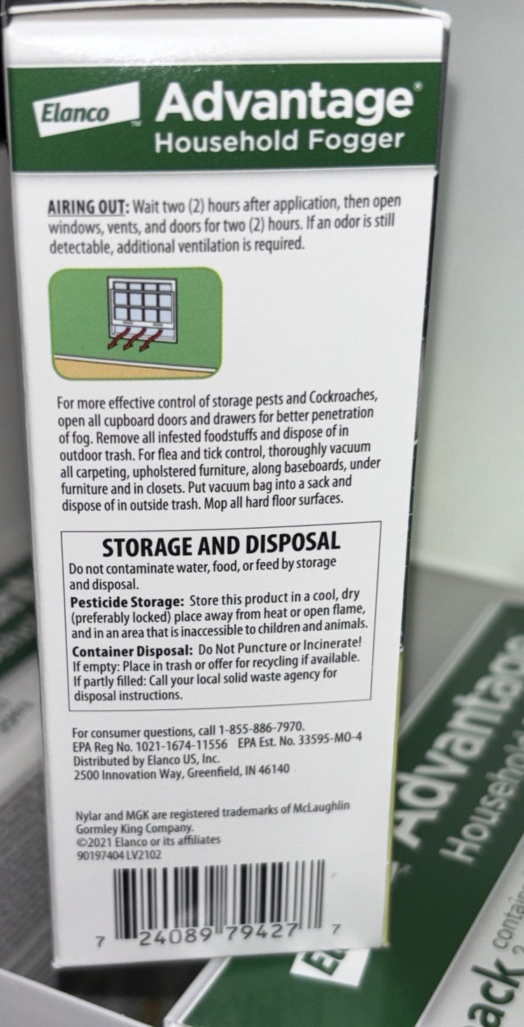 9x Lot (3×3) Elanco Advantage Household Fogger 2oz Canisters Flea And Tick