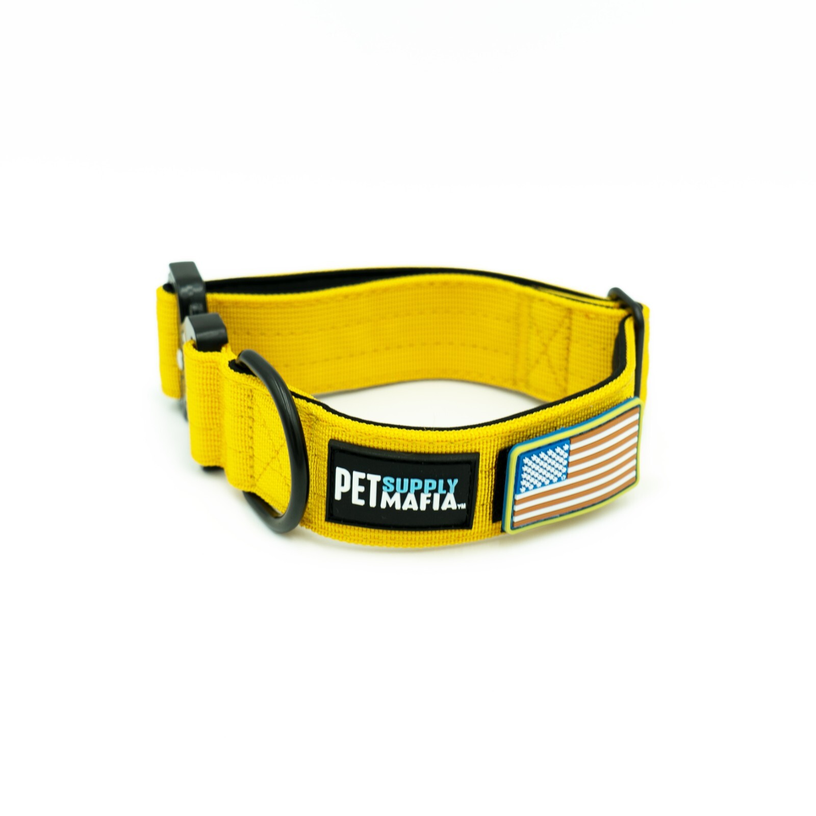 Tactical dog collar – 1.5in wide, Heavy duty with metal buckle USA flag – Blue,