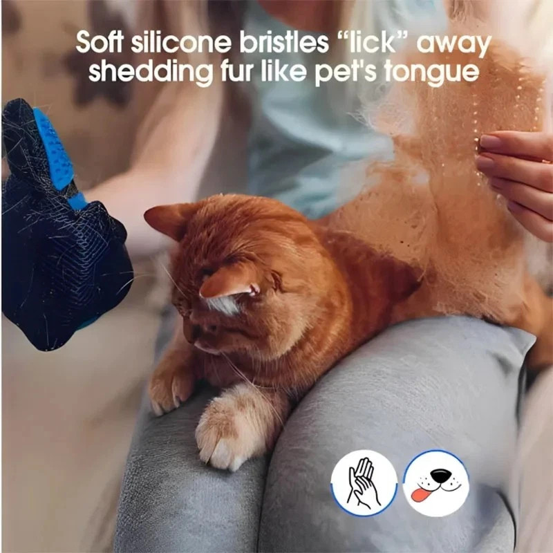 Pet Hair Remover Glove Brush Dog Cat Grooming Massage Soft Bath Shedding Glove