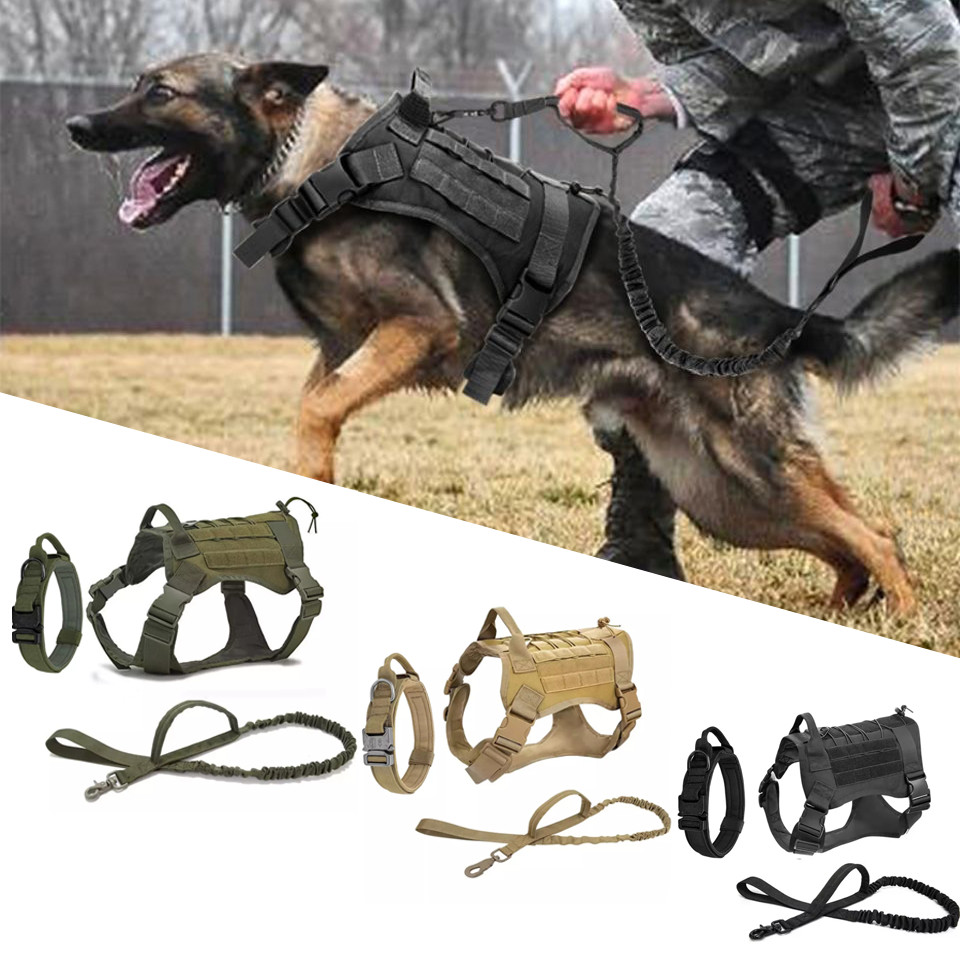 Dog Vest Tactical Working Dog Military Harness with Handle No-pull Large