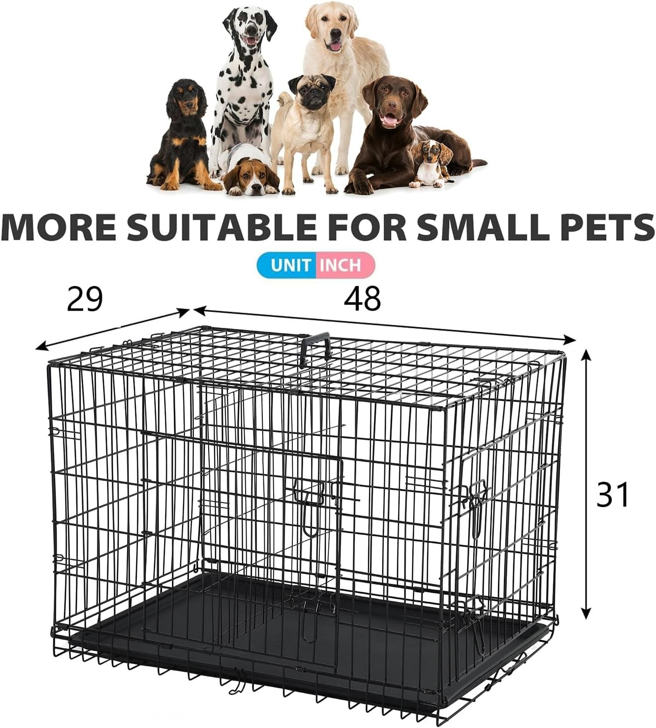 24,30,36,42,48″ Dog Crates for Large Dogs Folding Mental Wire Crates Dog Kennels