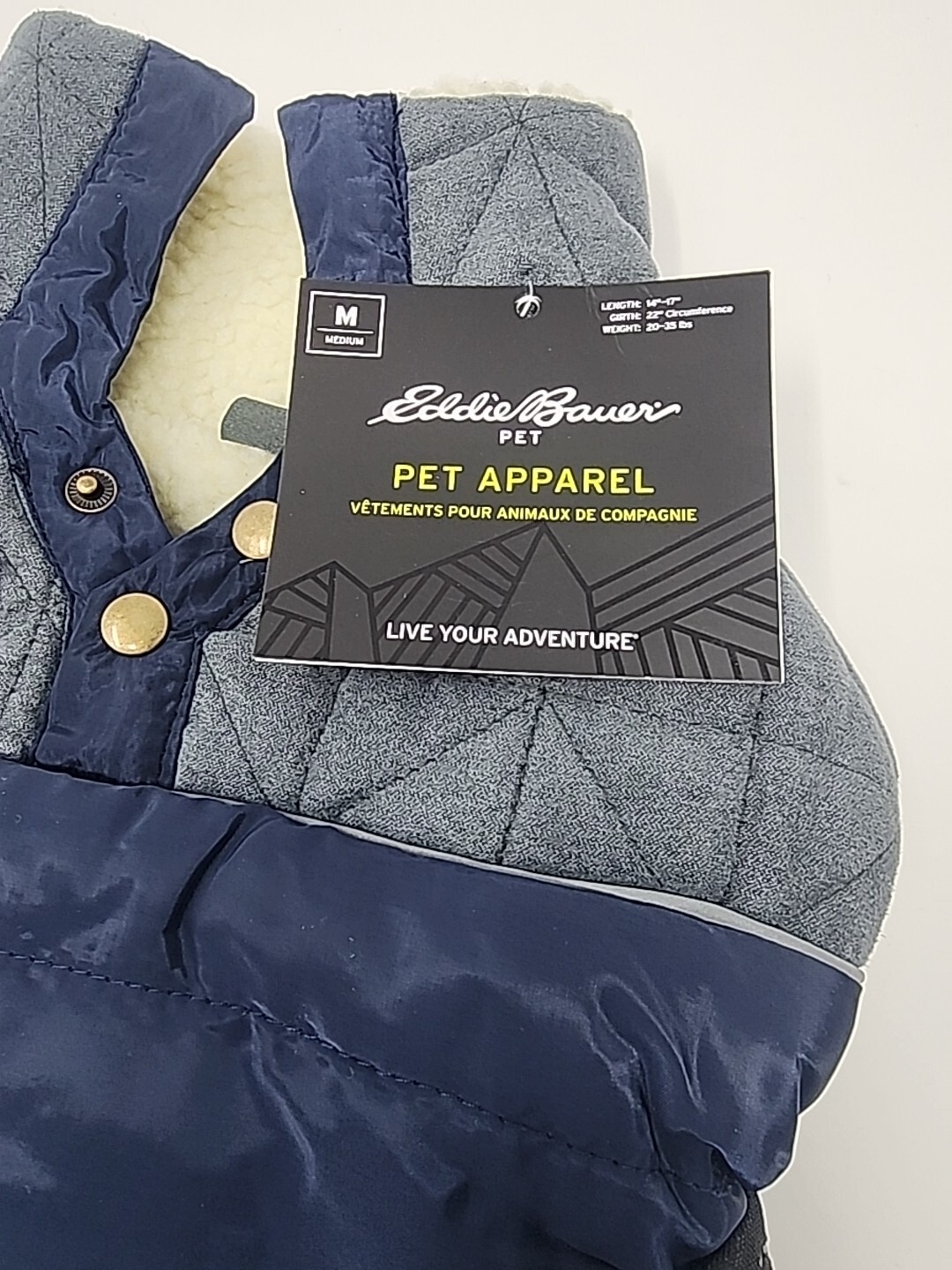 NWT Eddie Bauer Pet Apparel DOG Jacket Fleece Cold Winter Coat MEDIUM 20-35lbs.