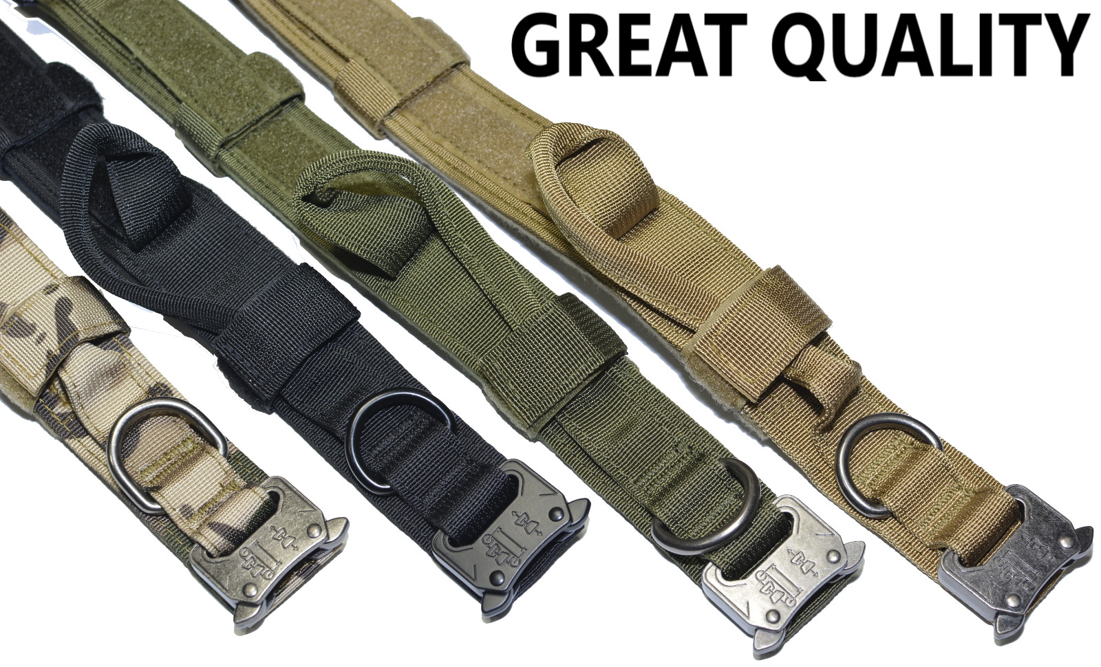 Dog Leash Collar Heavy Duty K9 Tactical Training Pet Metal Buckle Kit Set M L XL