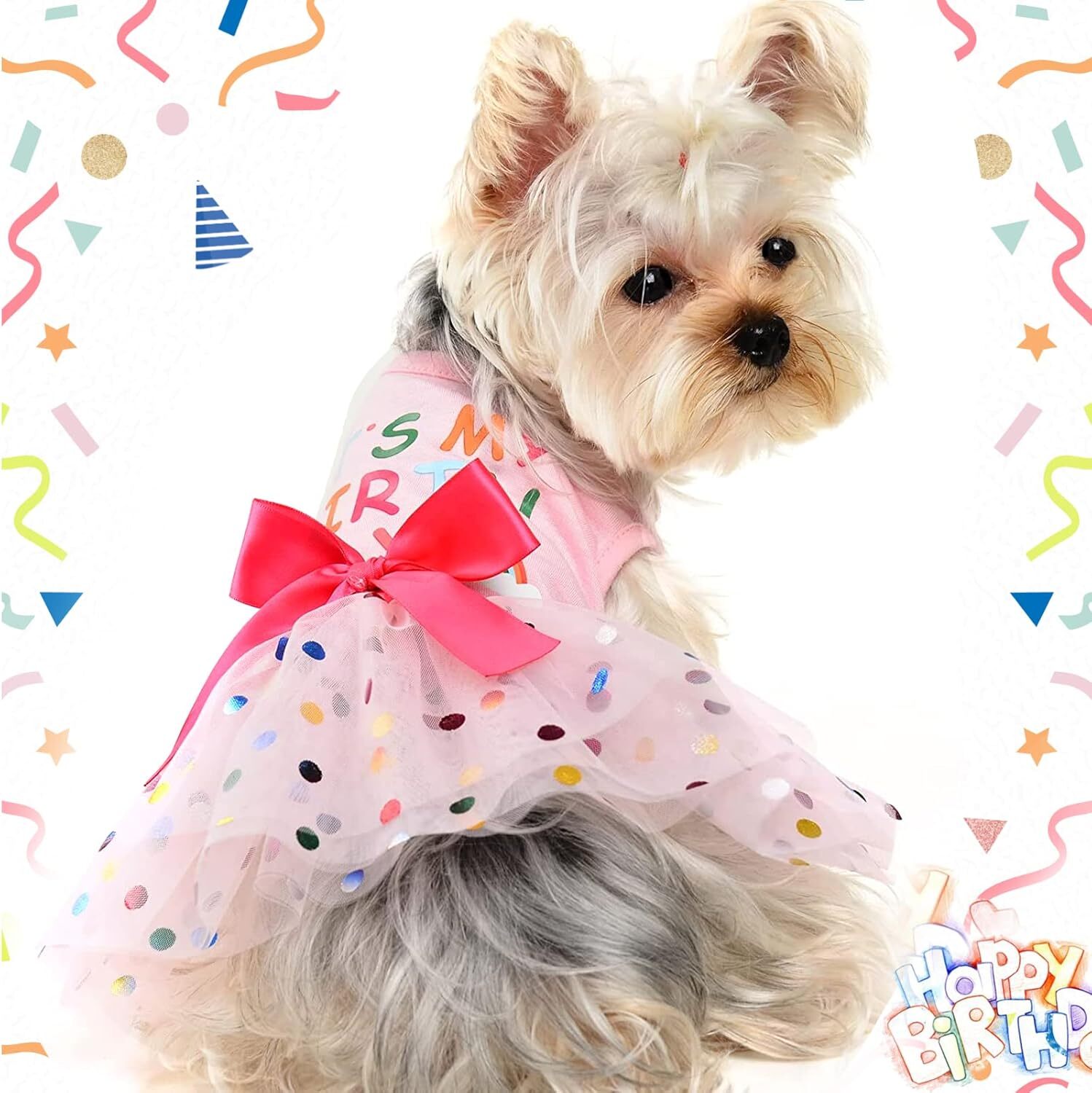 Dog Tulle Dot Skirt Cute Princess Puppy Clothes for Girl Birthday YYPC22092398PK