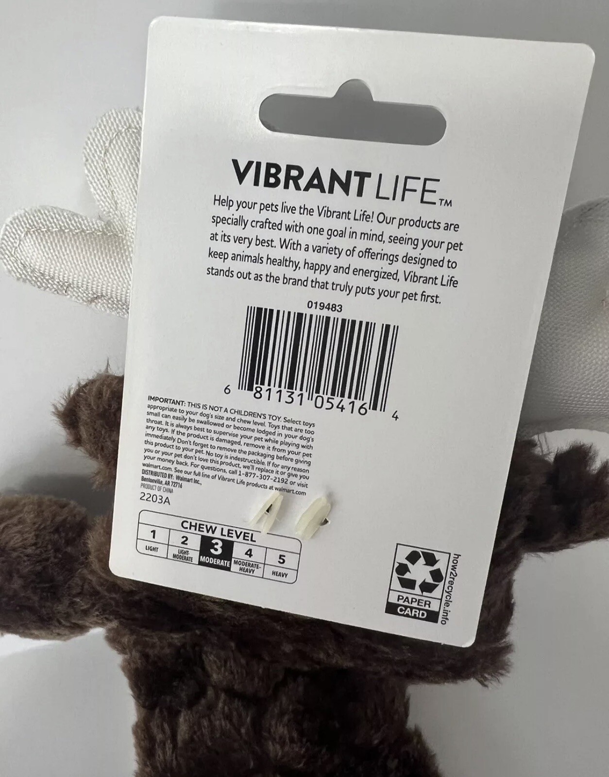 Super Fun Vibrant Life Tough Buddy Dog Toy Chew Level 3 M Durable Moose