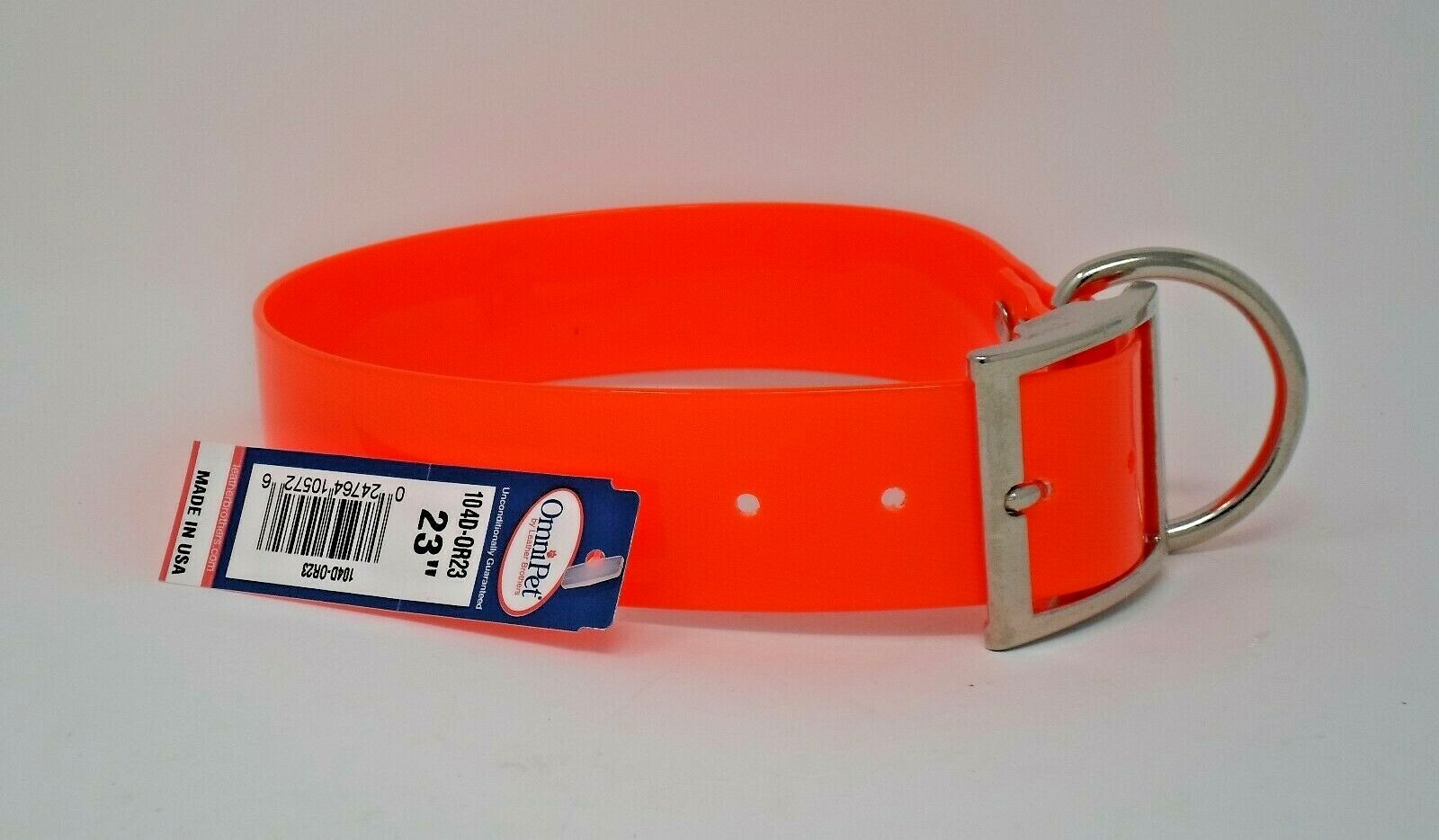 #104D ORANGE DAYGLO 23″ FREE BRASS NAMEPL:ATE 1 1/2″ WIDE