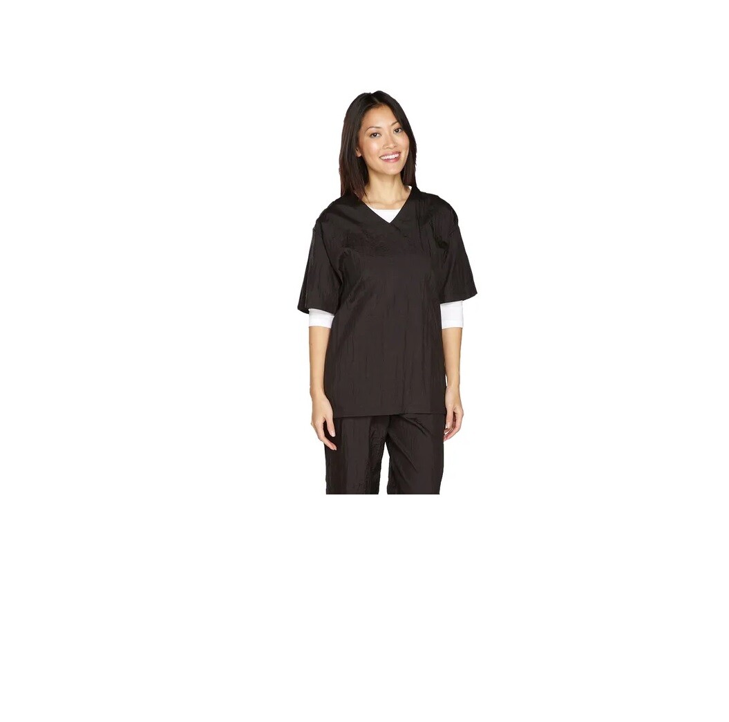 Black V Neck Short Sleeve Smock Groomer Stylist Barber Water Stain Resistant
