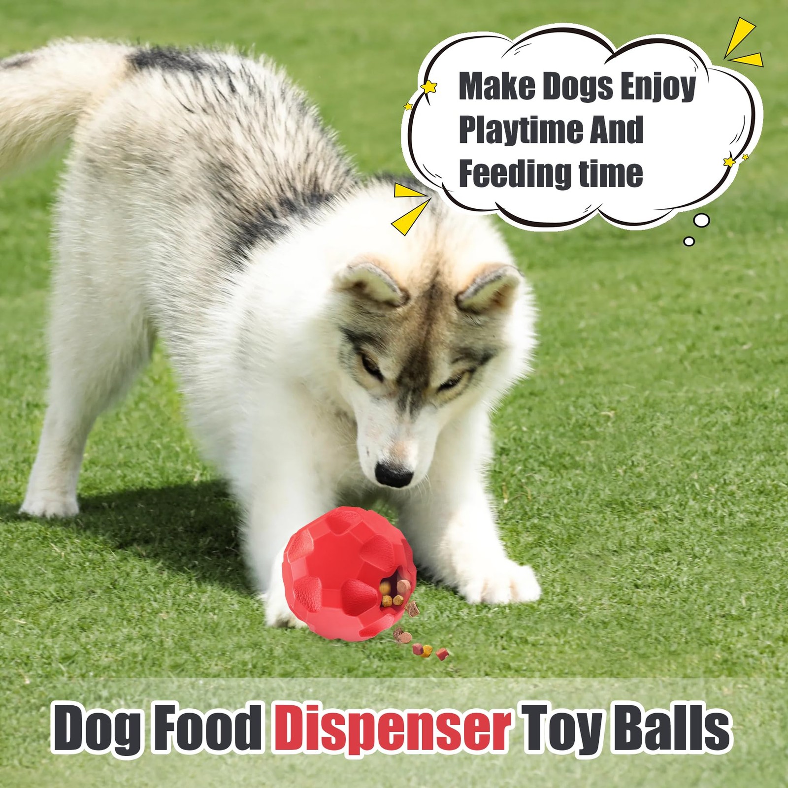 TROUSKAIG Treat Dispensing Dog Toys for Big Ball, Red