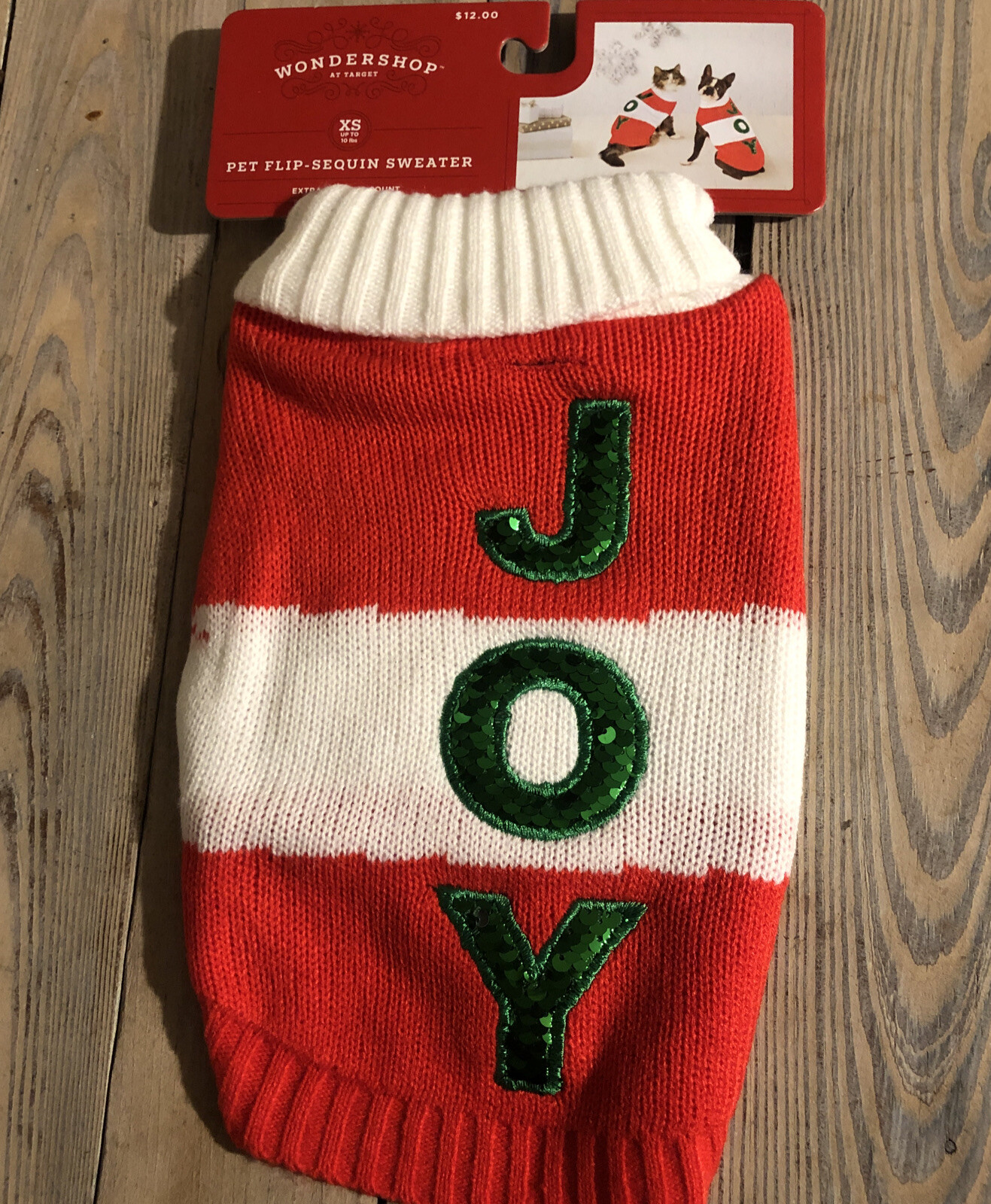 Wondershop Dog/Cat Pet Sweater Christmas Sequin Xtra Small Brand New Joy