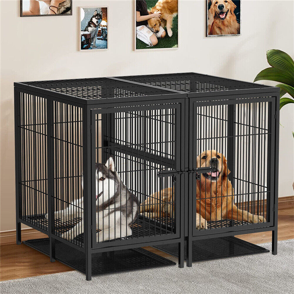 XXXL Giant Premium Dog Crate Cage Pet Kennel Divider Playpen Dual Door & Tray