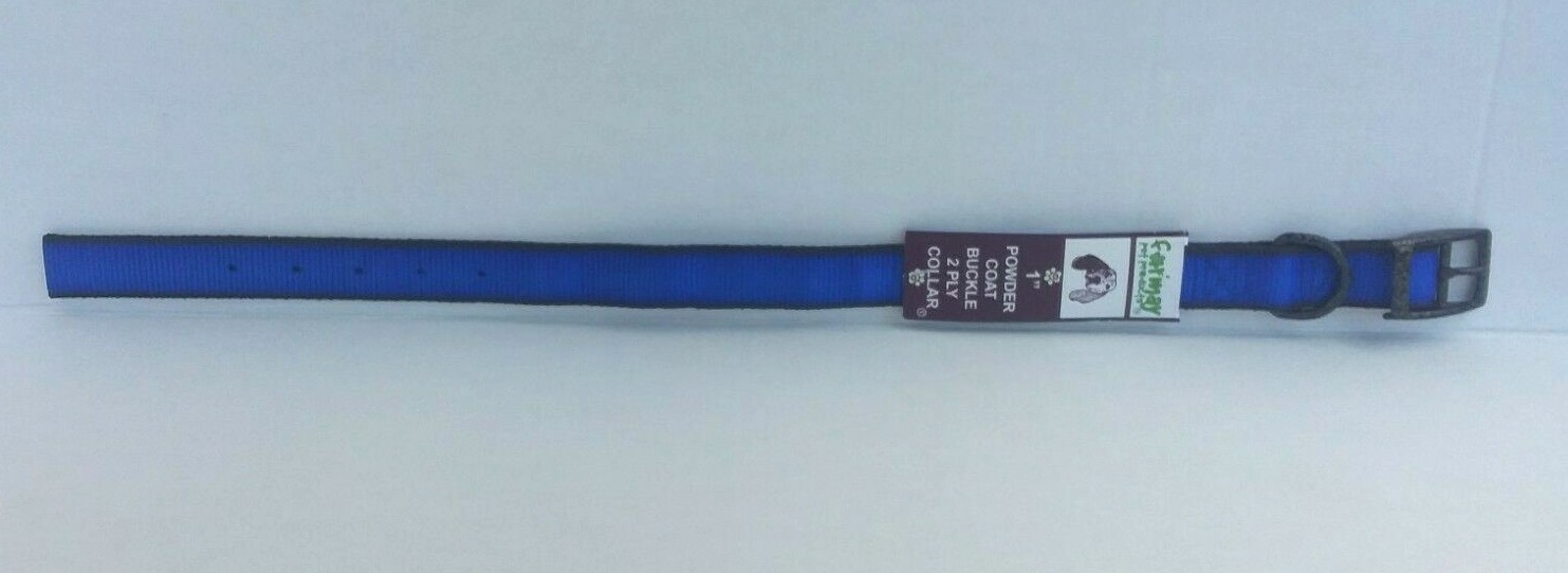 Formay 1″ 2 Ply Nylon Powder Coat Metal Buckle Dog Collar 20 Inches Blue ~ NEW