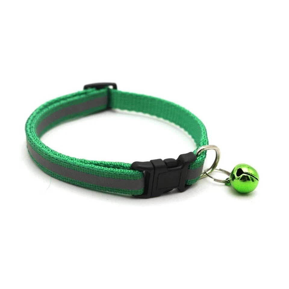 Reflective Dog Collar Pet Cat Puppy Nylon Collar with Bell Neck Adjustable