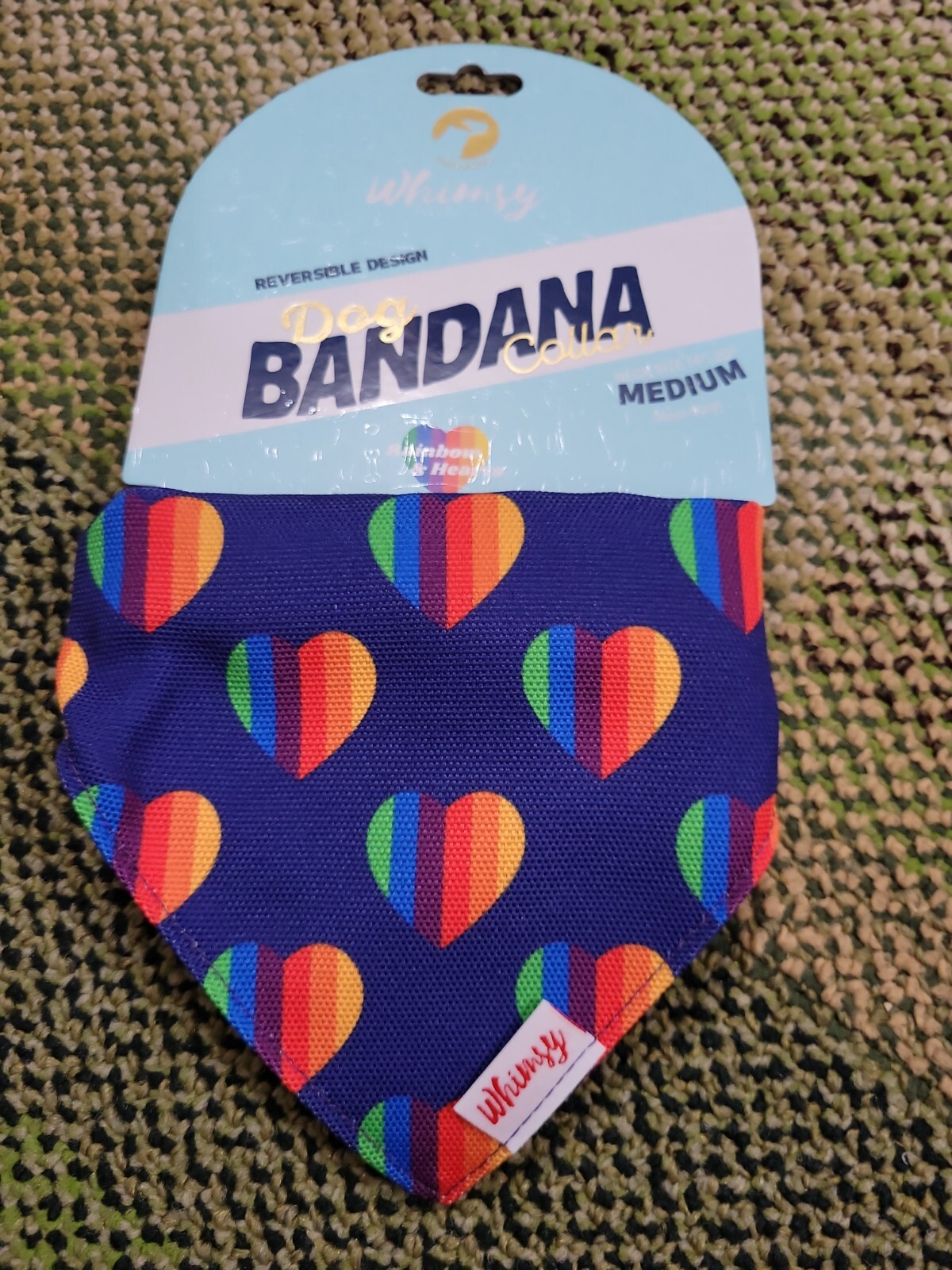 Rainbow Dog Bandana Collar – MEDIUM – Reversible – High Quality – Whimsy – NWT