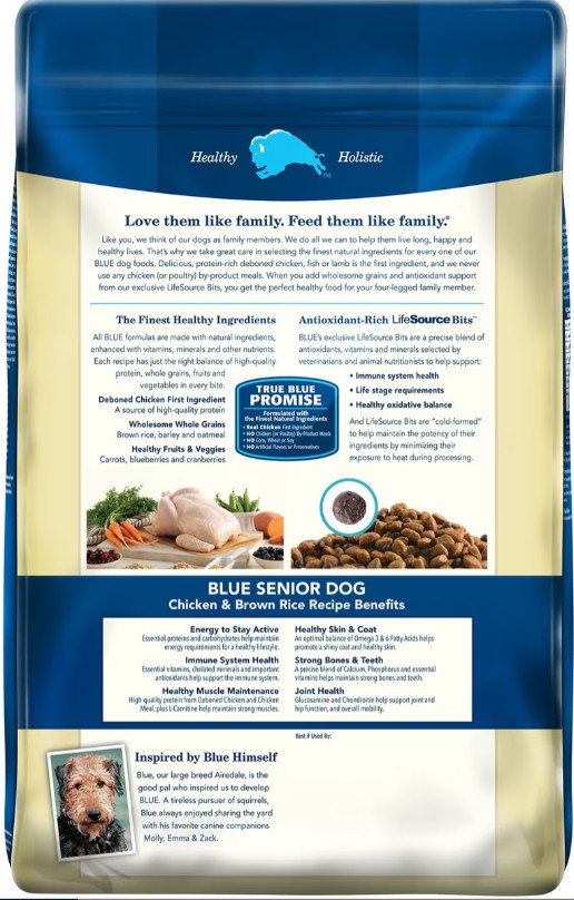Blue Buffalo Life Formula Senior Chicken & Brown Rice Recipe Dry Dog Food, 30 lb