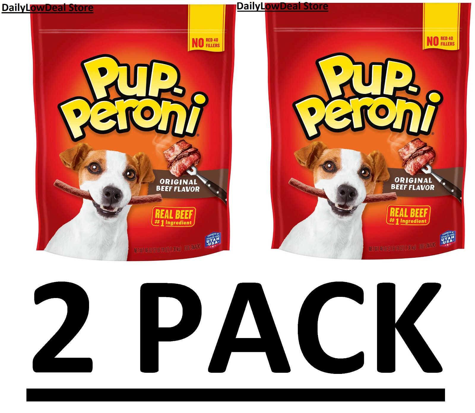 2 PACK – Pup-Peroni Dog Snacks Original Beef Flavor dog treats (46 oz.)