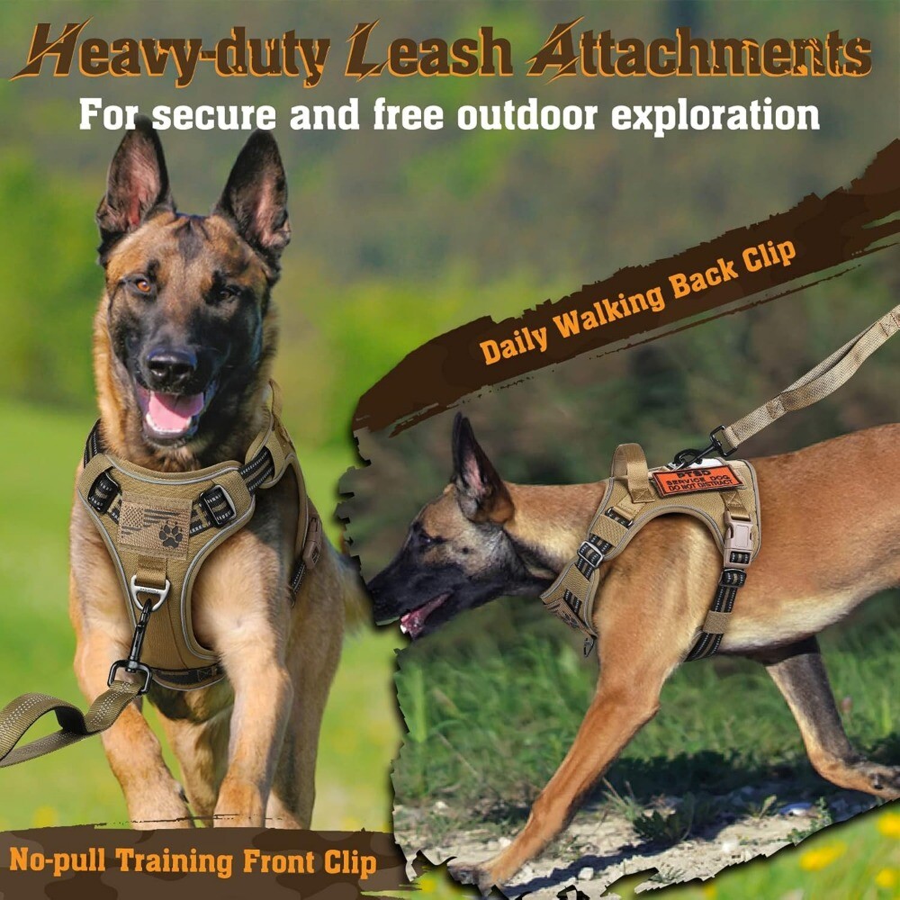 rabbitgoo Military Tactical No Pull Dog Harness with Handle Adjustable Training