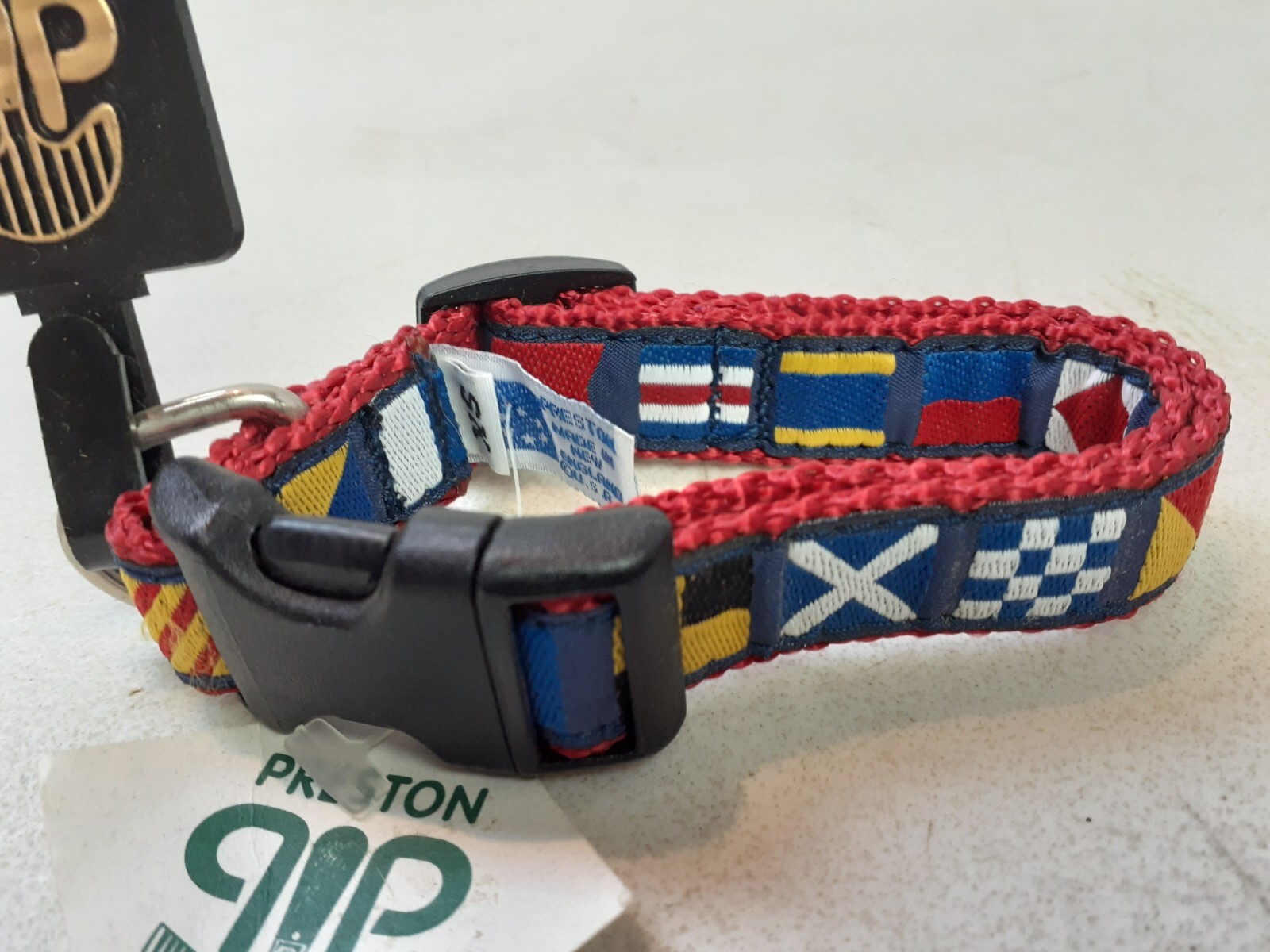 PRESTON Dog Collar Size Xtra Small XS Nautical AZ Code Flags Adjustable NWT