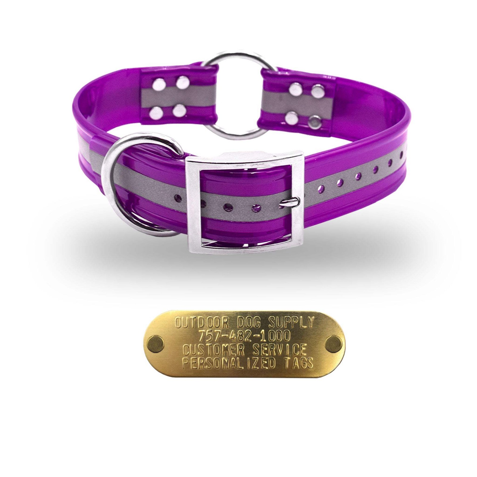 21″ Hunting Dog Name Collar Strap Heavy Duty Center Ring 1 1/2″ Wide Reflective
