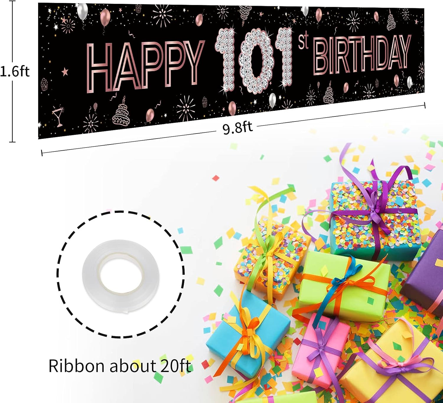 Large Happy 101st Birthday Banner / 101st Birthay Decorations Banner/Number 101s