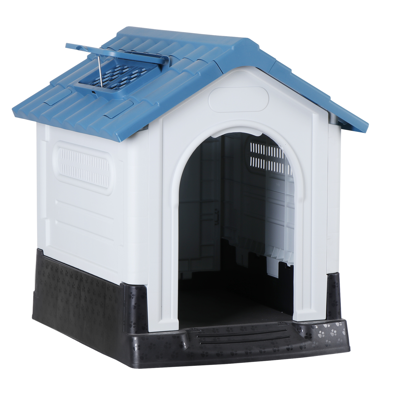 Dog House Indoor Outdoor Ventilate Waterproof Pet Plastic W/ Adjustable Skylight