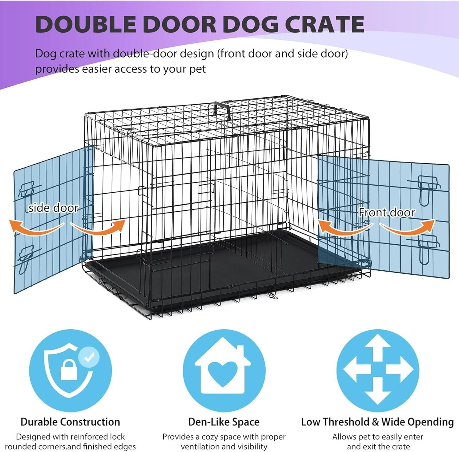 24,30,36,42,48″ Dog Crates for Large Dogs Folding Mental Wire Crates Dog Kennels