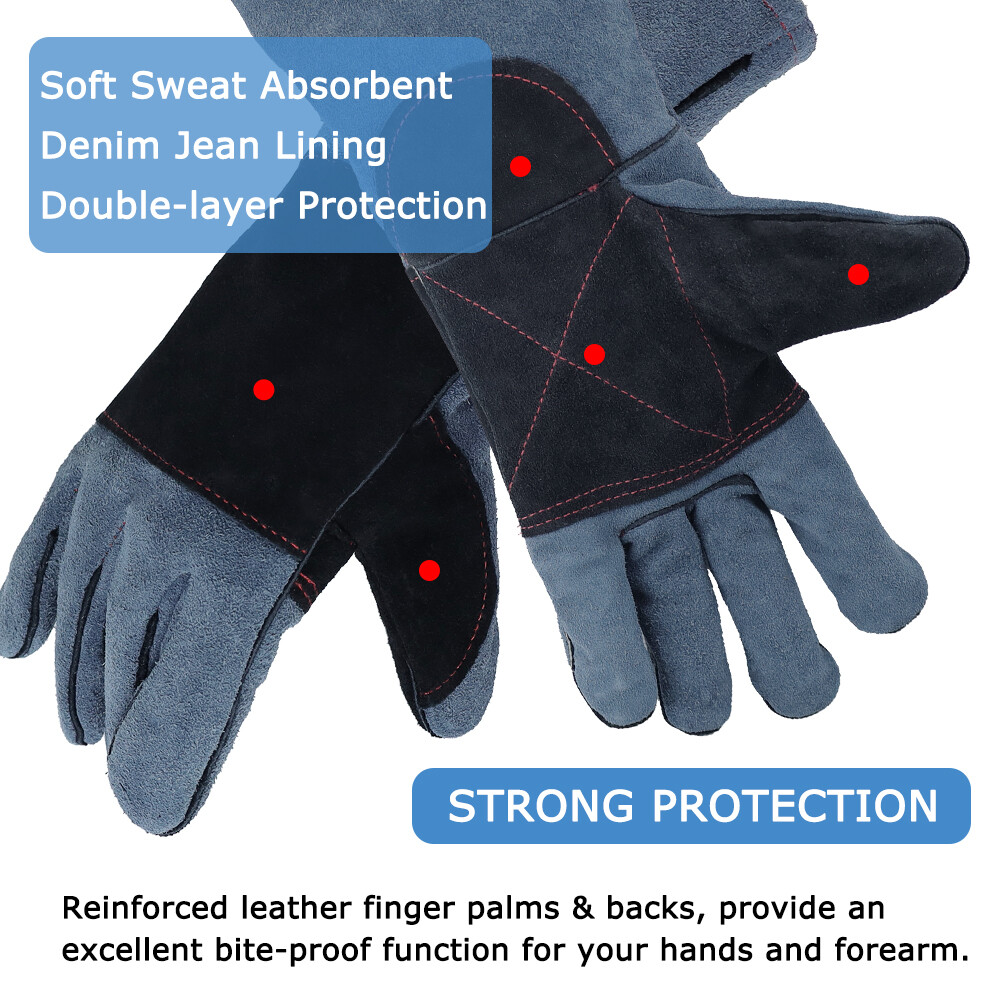 Handling Leather Gloves Training Animal Snake Bite Proof Dog Cat Scratch Protect