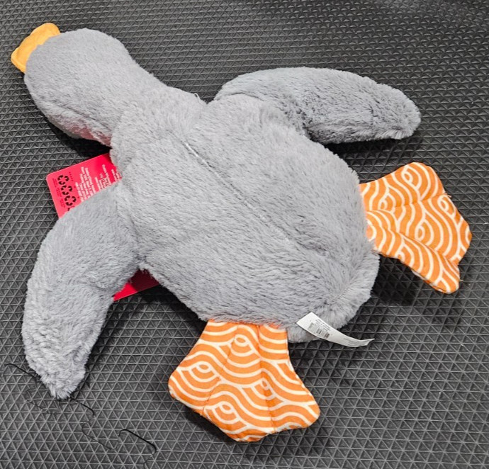 KONG Comfort Duck Goose Jumbo Gray Plush Squeaky Crinkly Toss Shake Dog Toy 18″
