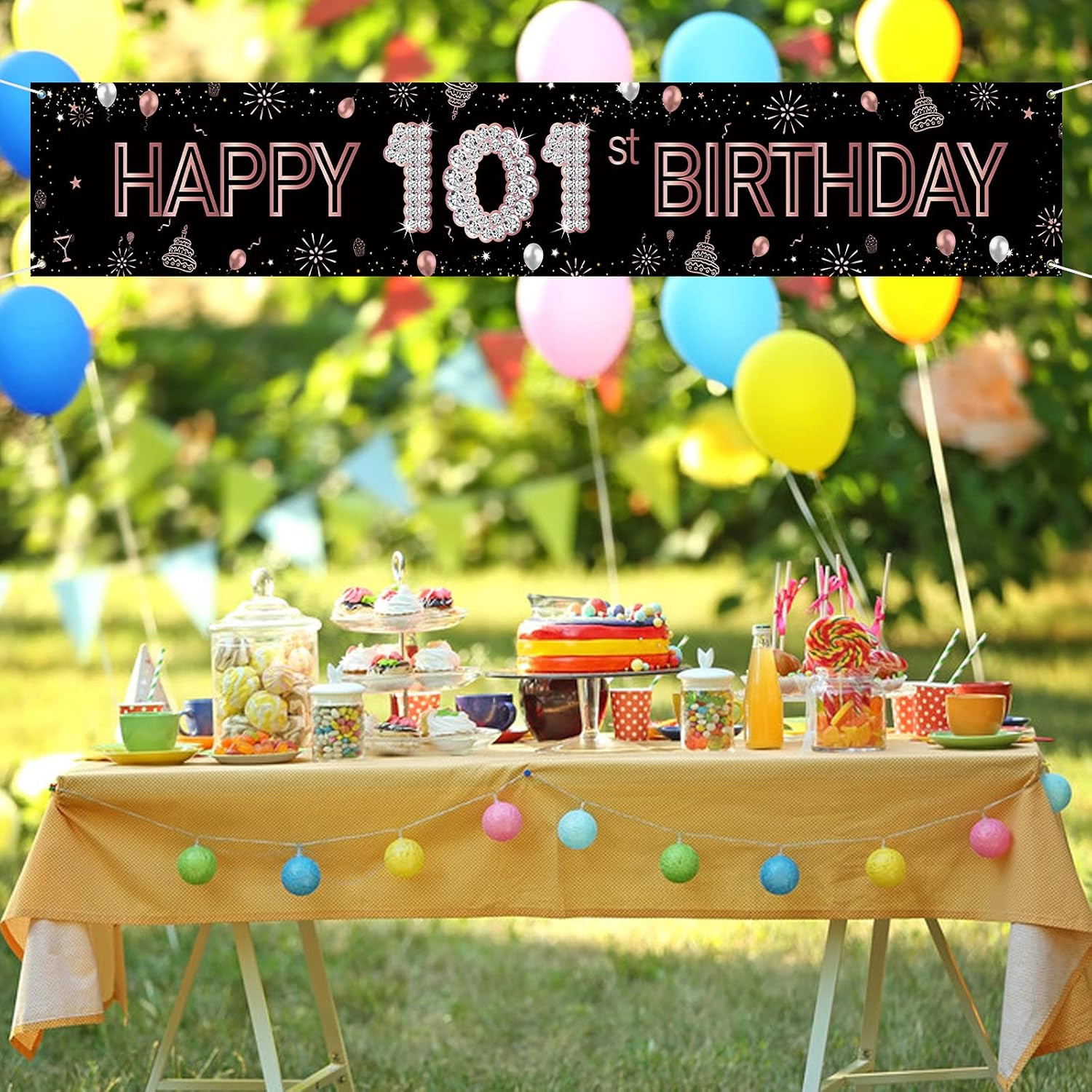 Large Happy 101st Birthday Banner / 101st Birthay Decorations Banner/Number 101s