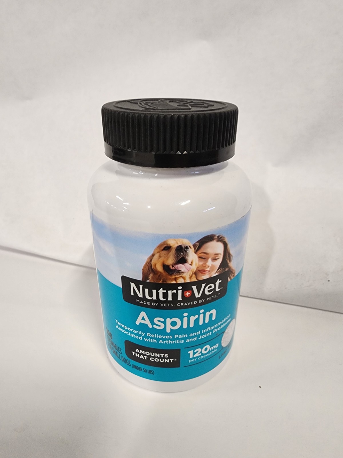 Nutri-Vet Dog Aspirin 120mg 100 Chewable Tablets Exp 09/26 Pain Relief