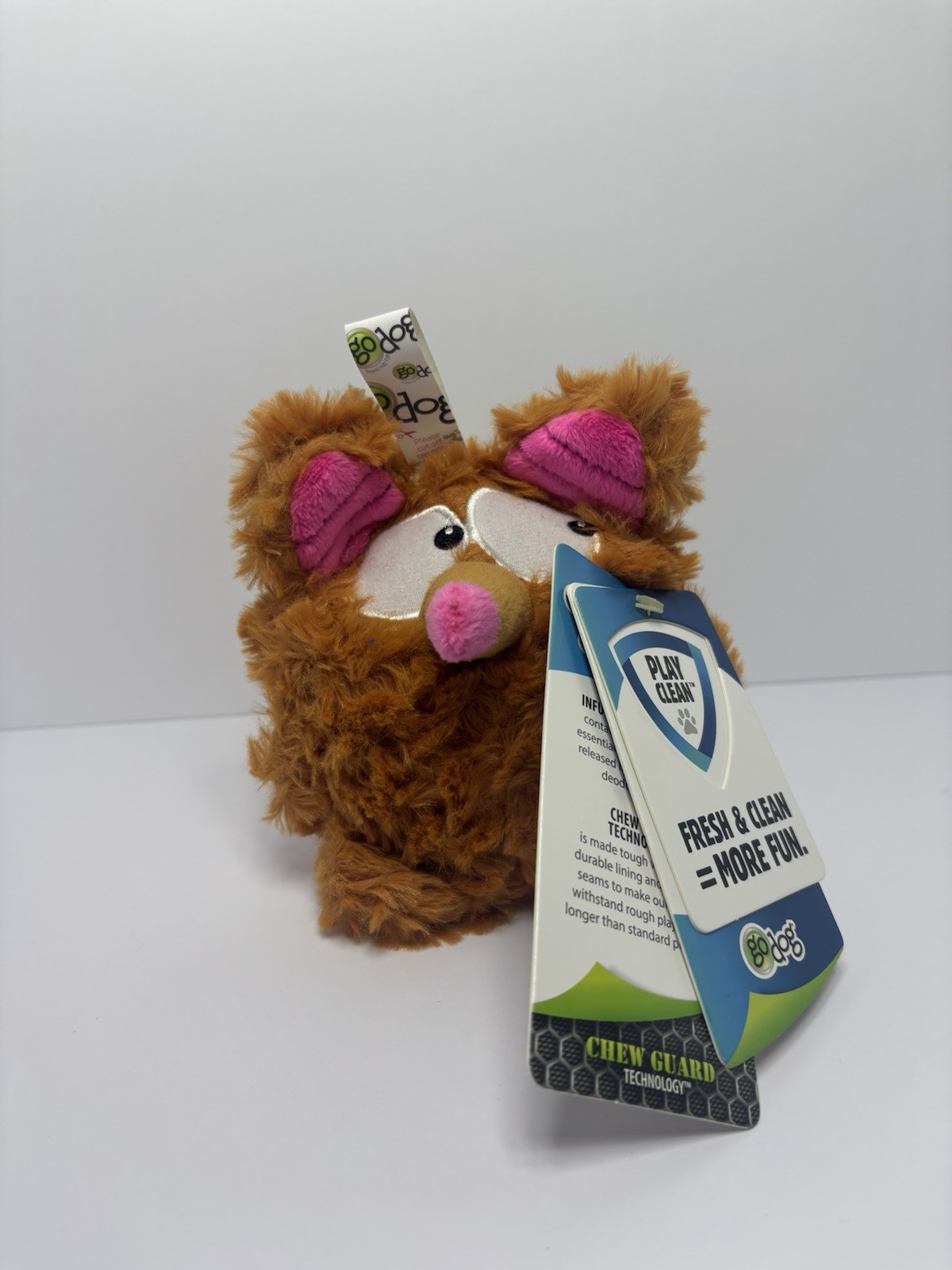 goDog PlayClean Squeaky Plush Dog Toy with Odor-Eliminating Essential 6” Mouse