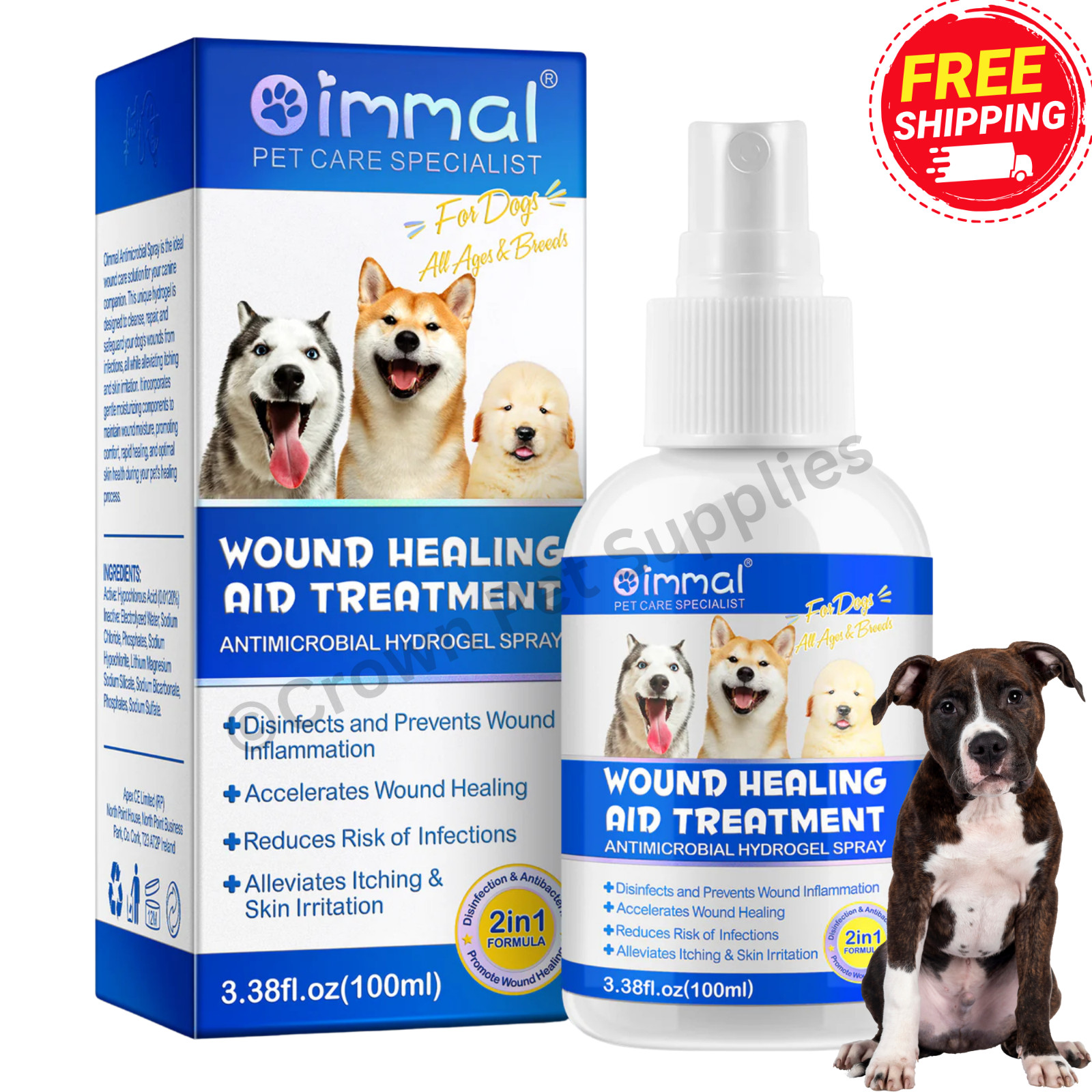 Wound Healing For Dogs Spray Skin Irritation & Itching Lower Infection Risk