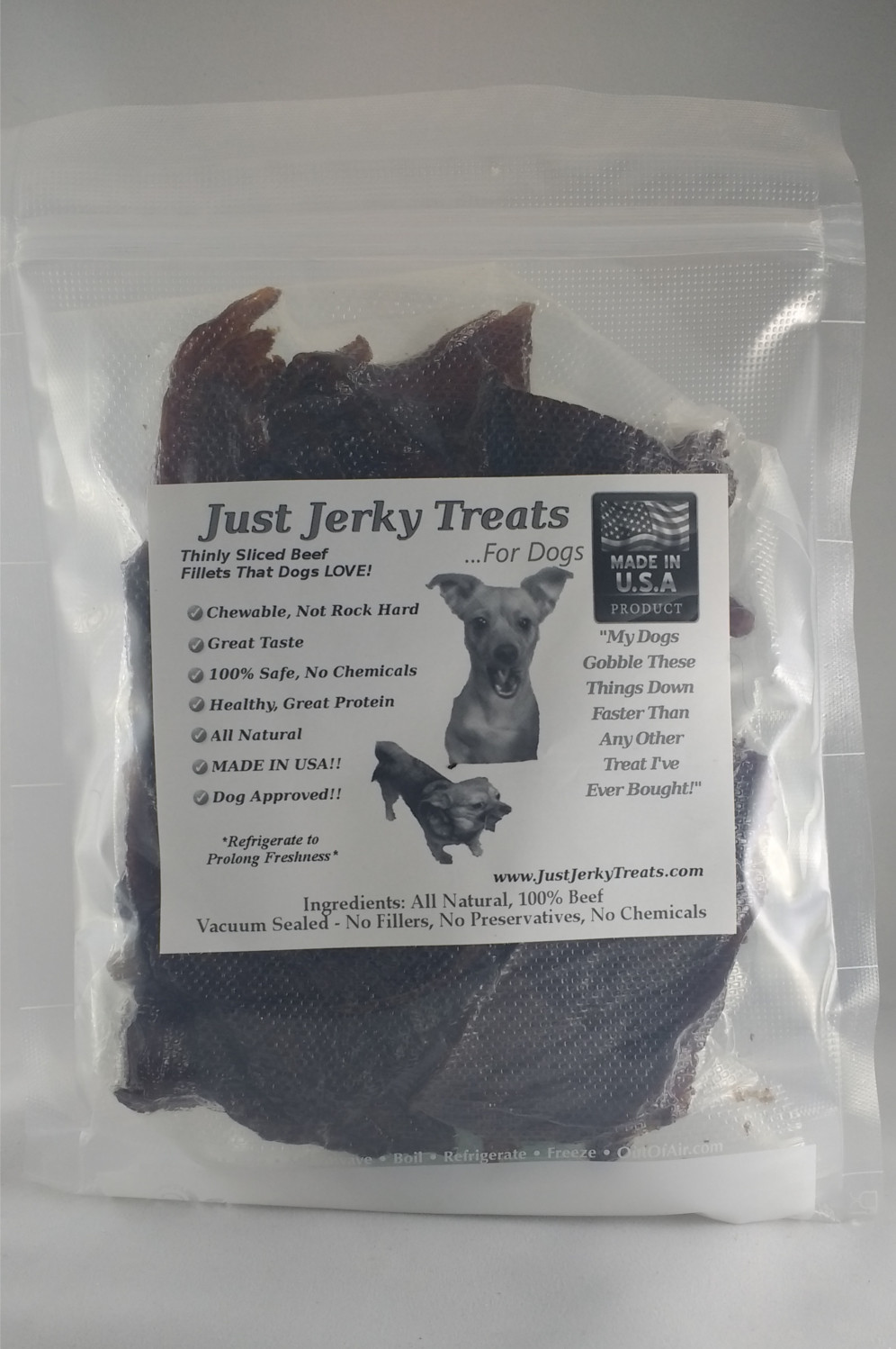 Natural Beef Jerky Dog Treats – 100% Beef, Made In USA, No Chemicals Or Fillers!