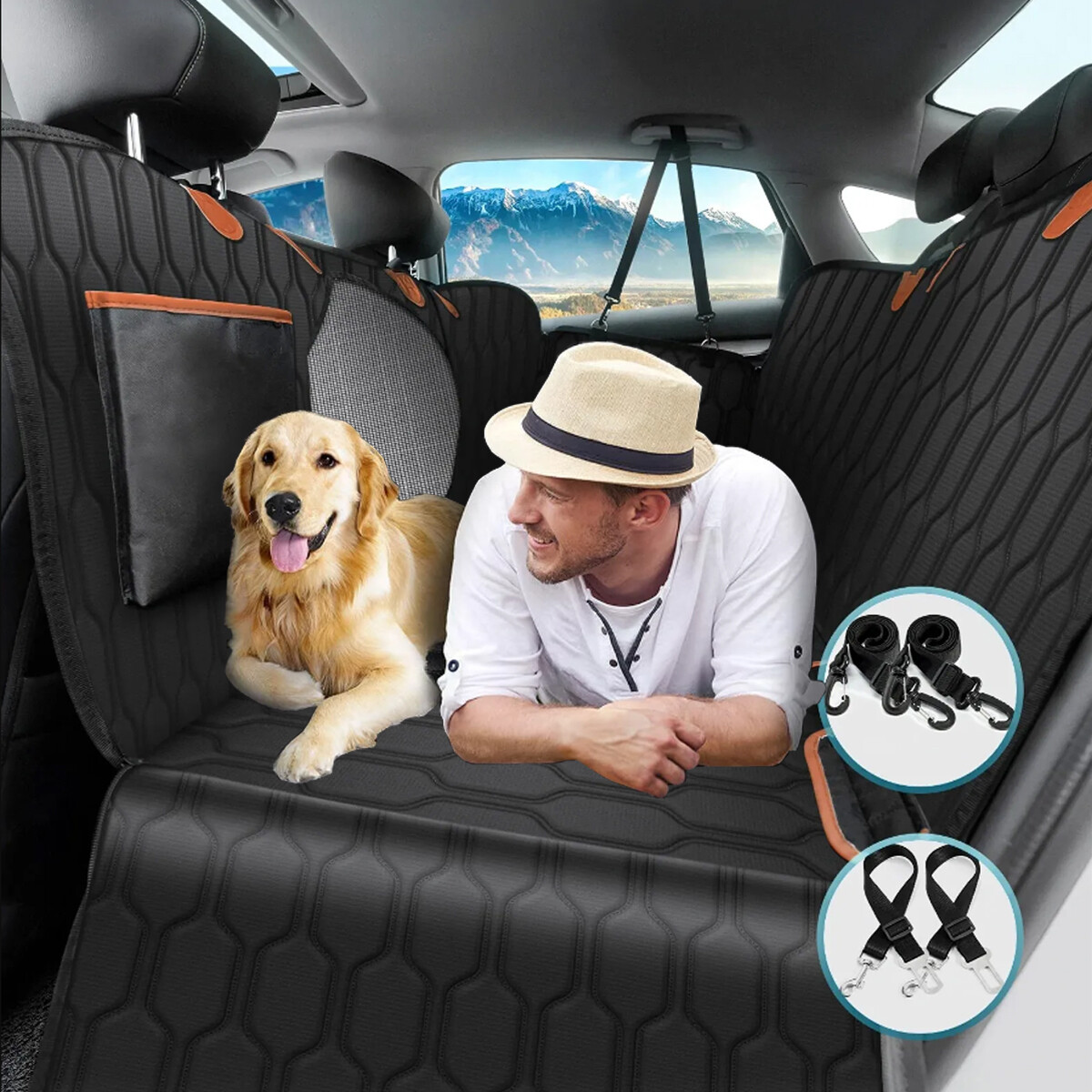Pet Dog Seat Cover Hammock Seat Pad Back Car Truck w/Pet Seatbelt Waterproof