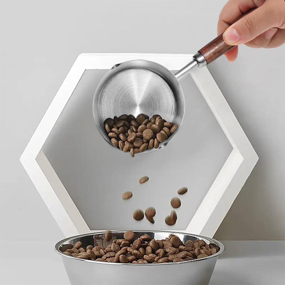 Dog Food Scoop, 1 Cup and 1/2 Cup, 304 Stainless Steel Pet Food Scoop Measuring