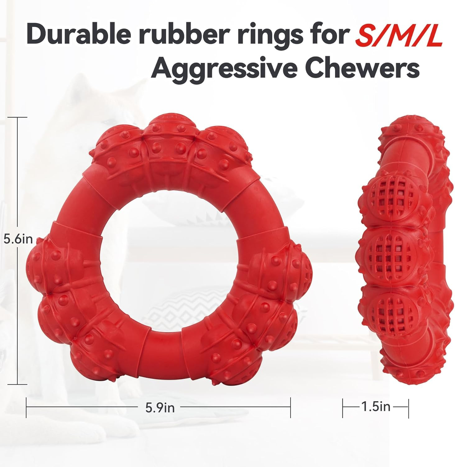 Indestructible Dog Chew Toys Aggressive Chewers Ring Heavy Duty Large Teething