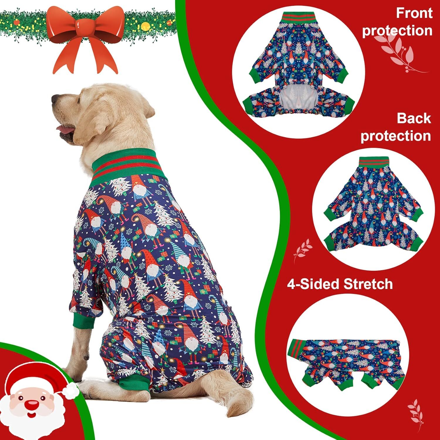 LovinPet 4-Leg Dog Pajamas Jumpsuit Costume Pullover for Medium & Large Dogs