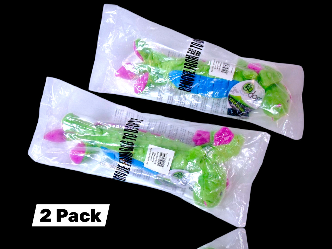 (2-Pack) GoDog Squeaky Dog Toy Large Skinny Dragon Durable w/ Chew Guard 16″ New