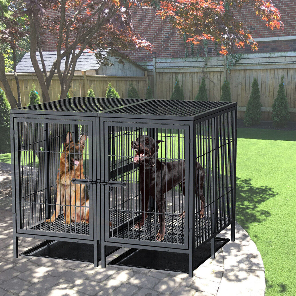 XXXL Giant Premium Dog Crate Cage Pet Kennel Divider Playpen Dual Door & Tray