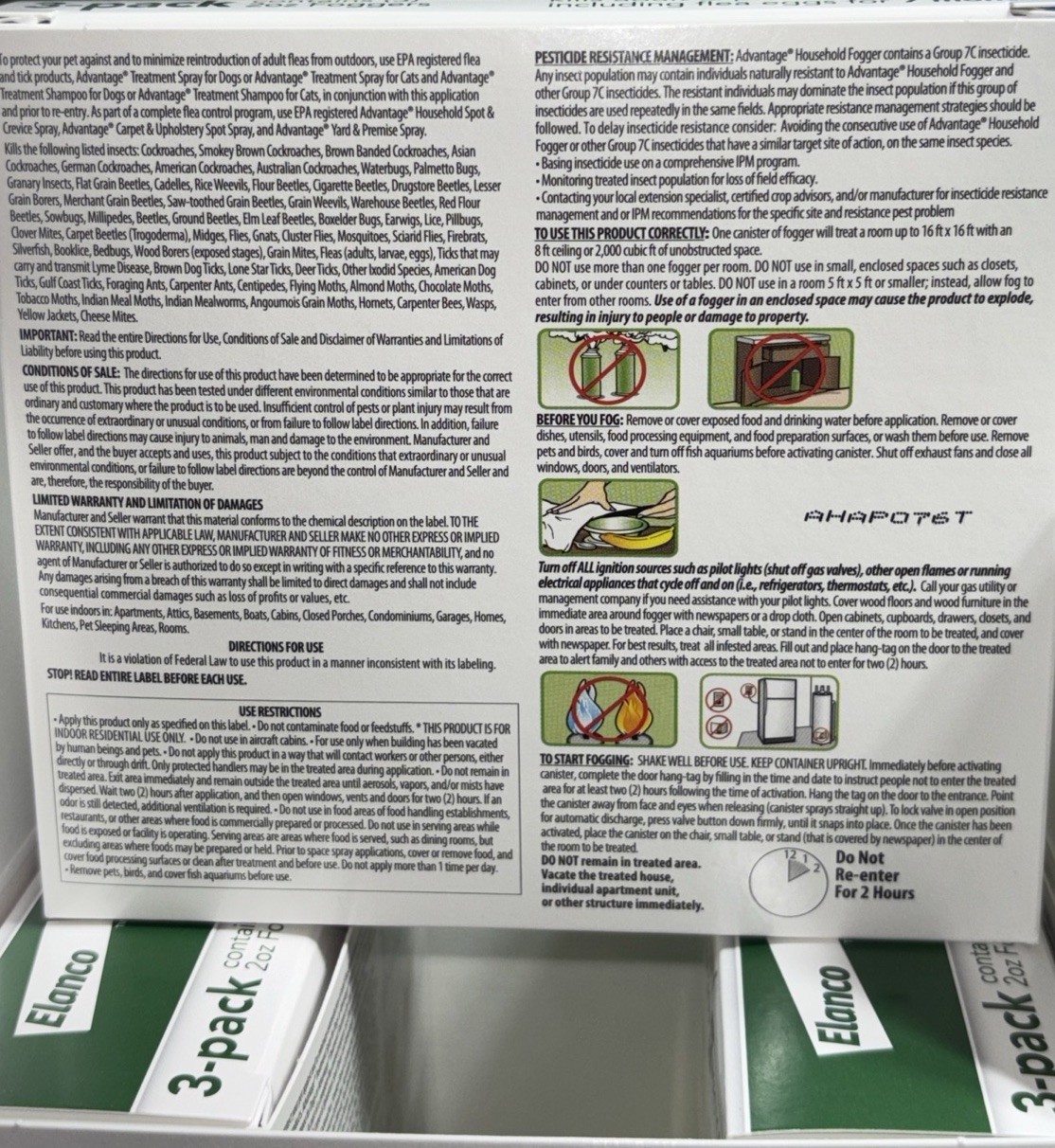 9x Lot (3×3) Elanco Advantage Household Fogger 2oz Canisters Flea And Tick