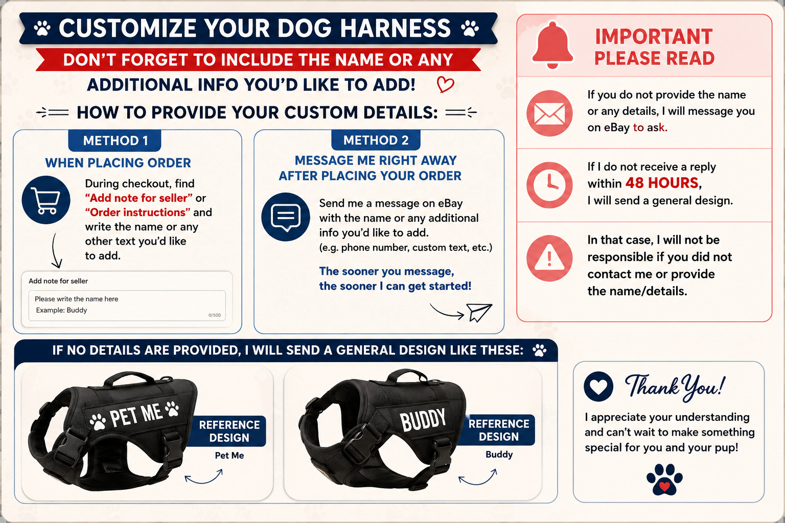 Custom Dog Harness with Name Reflective No Pull Adjustable Pet Vest