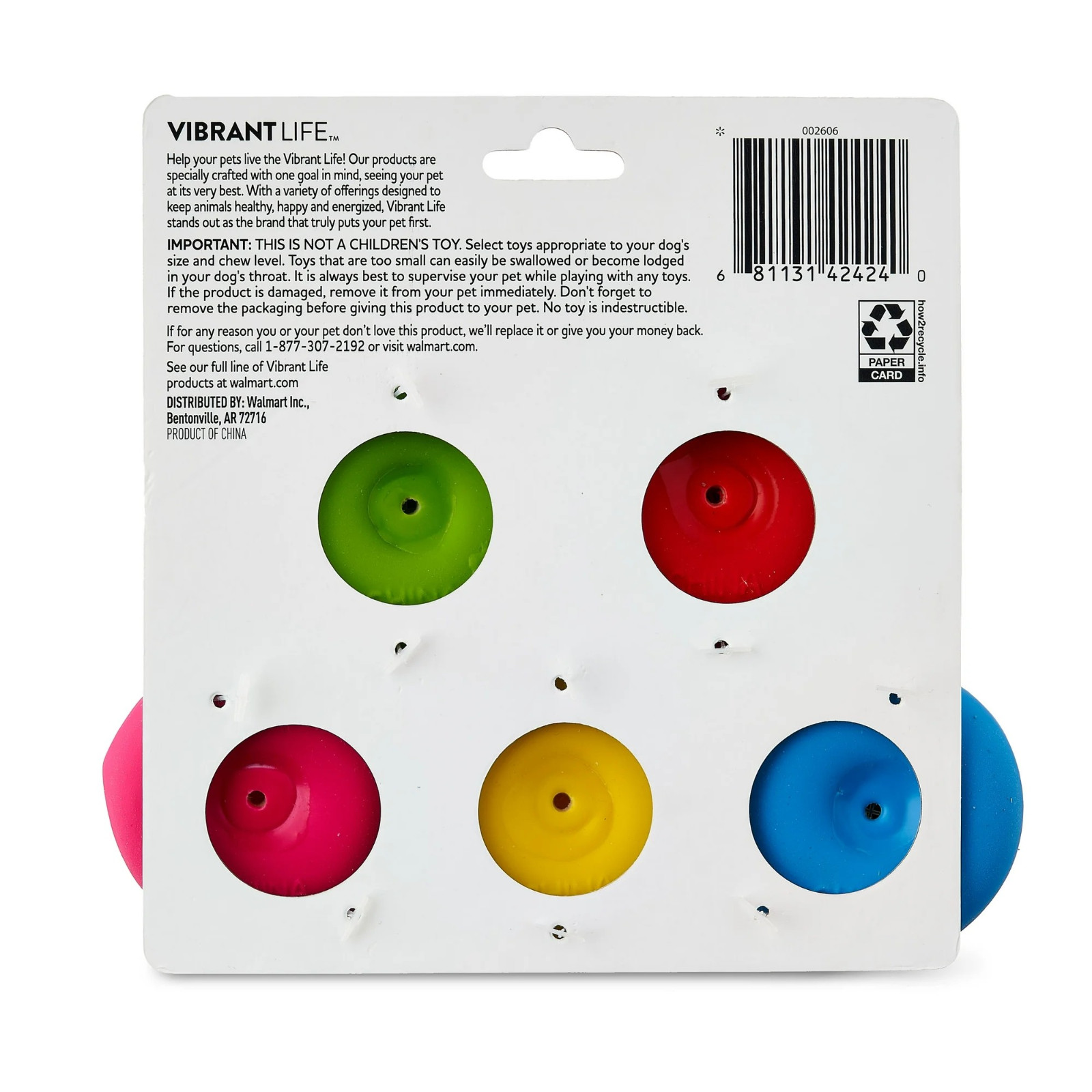 (2 pack) Vibrant Life 5pk EMOTICON LATEX DOG TOY,Comfort Squeak