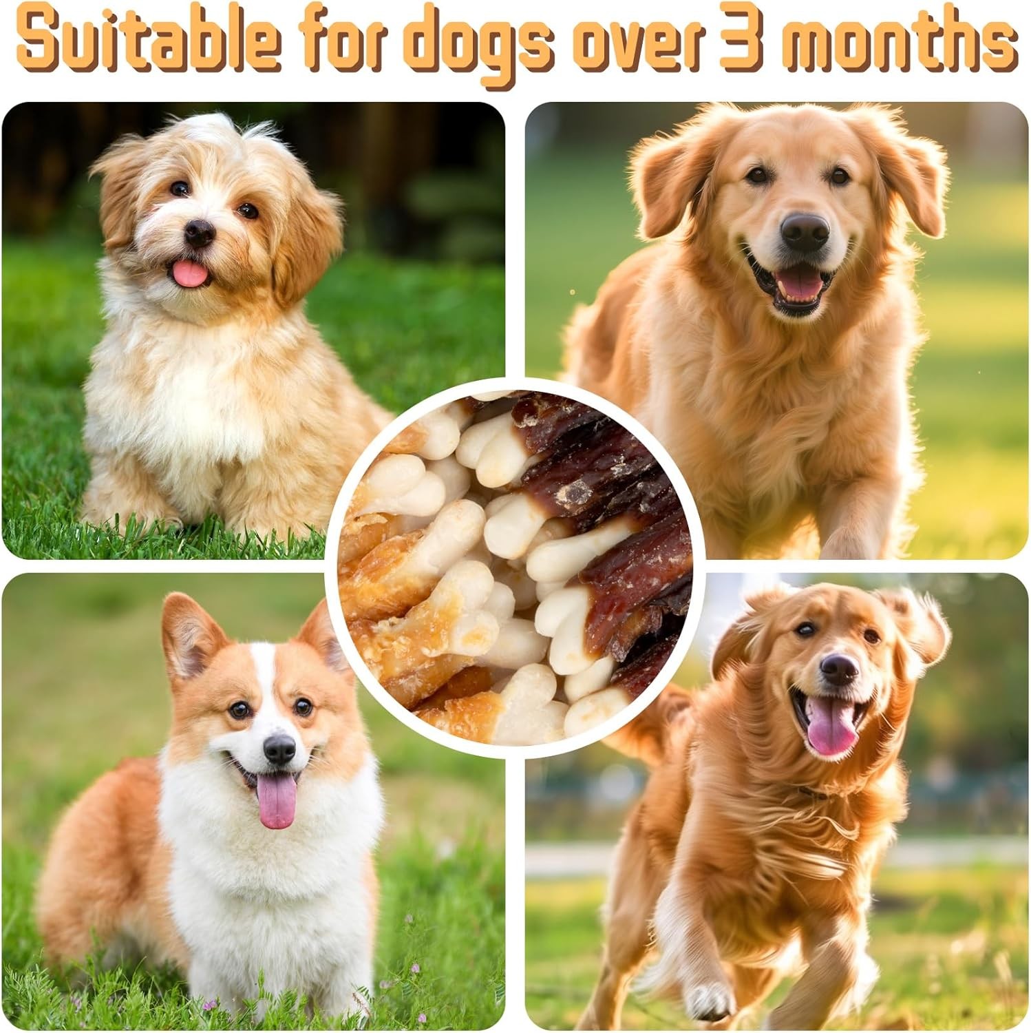 Dog Treats, Chicken, Duck Wrapped Calcium Bones Without Rawhide Training Treats