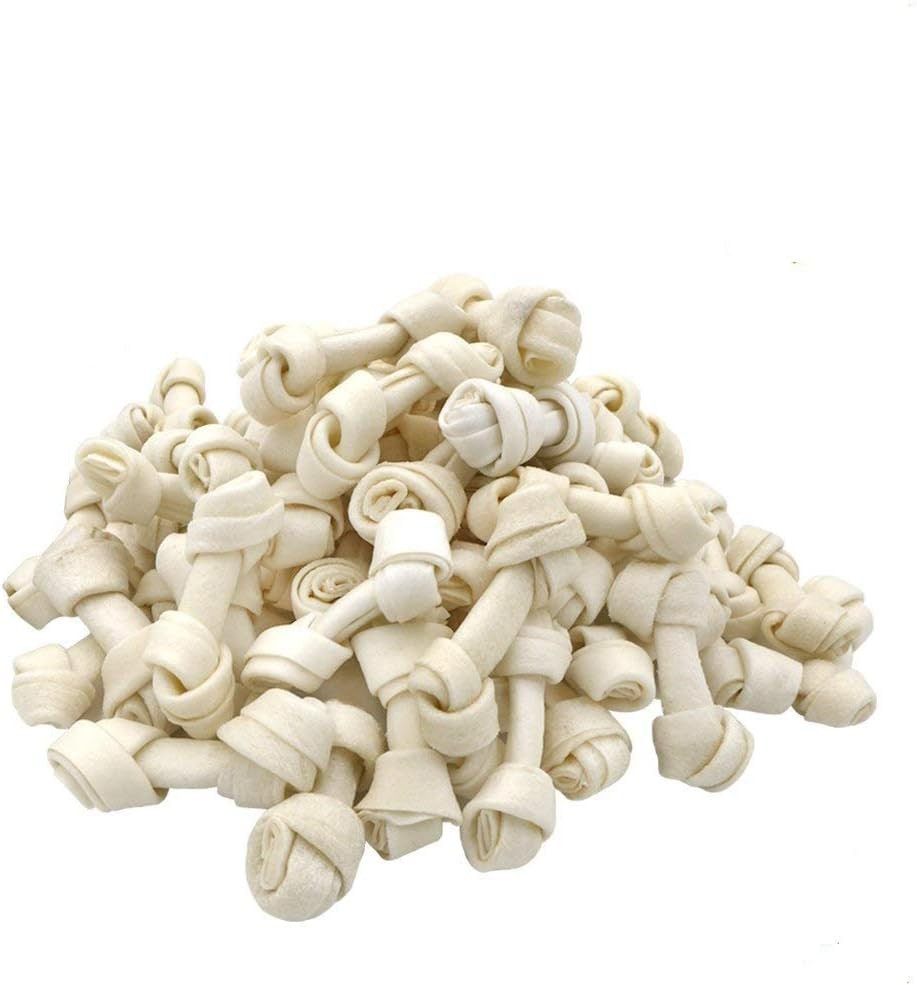 60 Count Rawhide Knot Bones Dog Bulk Treats Chews Natural Rawhide Healthy Dog Te