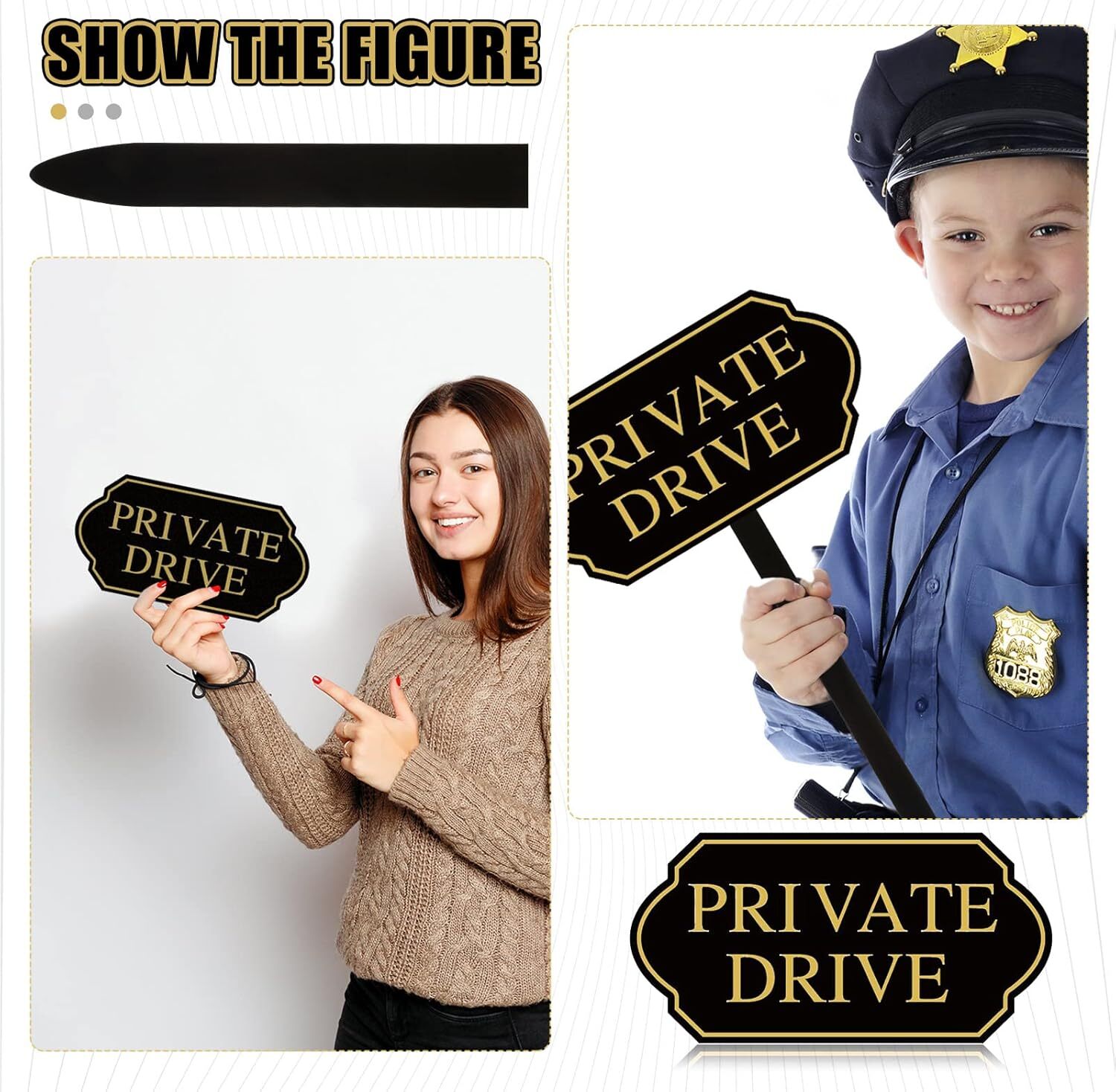 Oudain Private Drive Sign 7.09 x 3.54 Inch Small Black as picture shown