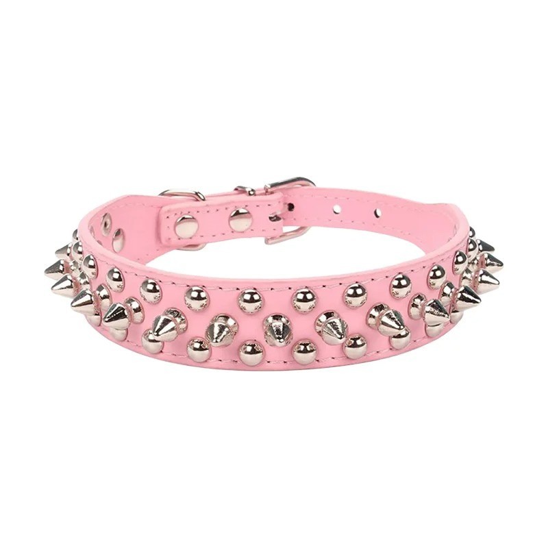 Spiked Studded Dog Collar Rivet Adjustable PU Leather Pet XS S M L XL 8 Color