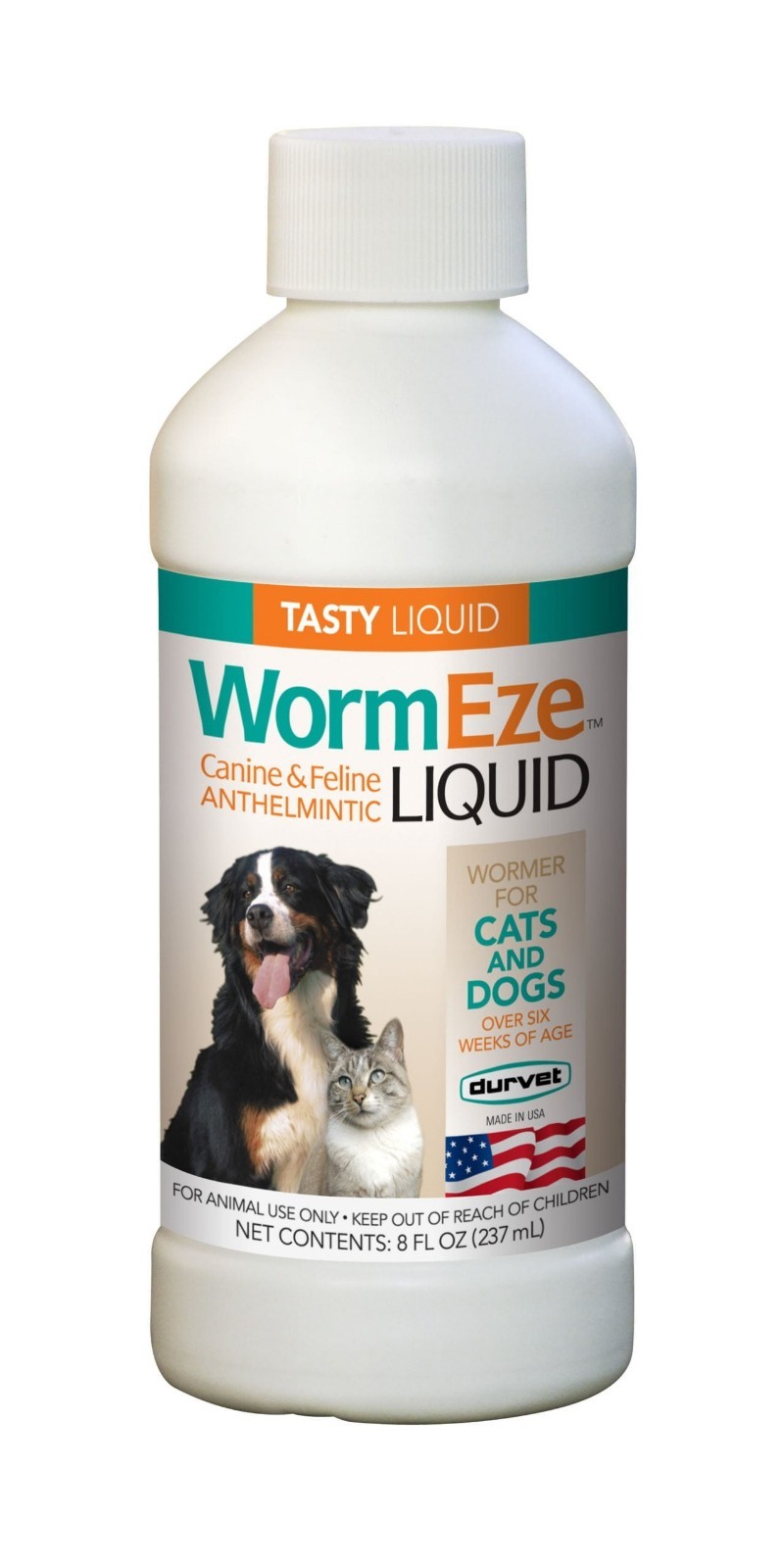 New Wormeze Liquid for Dogs and Cats, Wormer, worms, 8 Oz Bottle Pack of 2