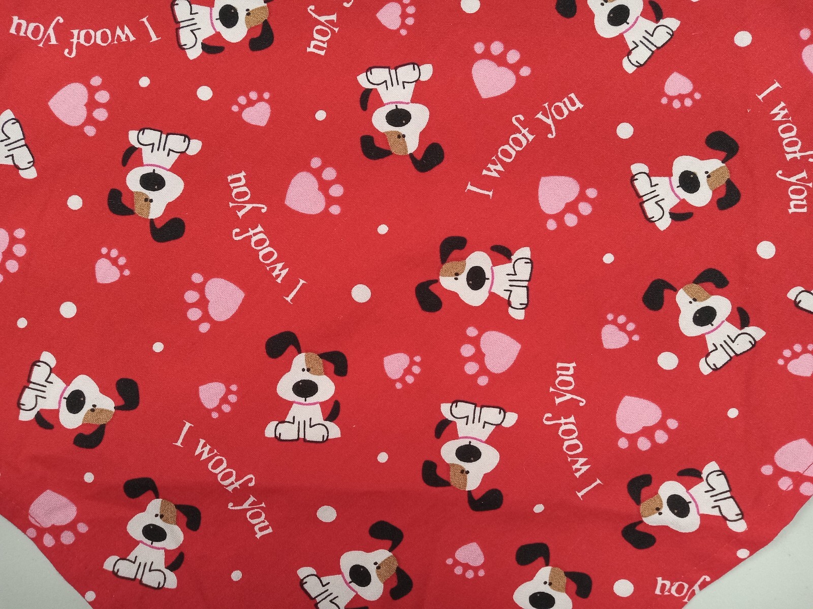 Dog Bandana/Scarf, Paw Prints, Hearts, Valentines, Red, XS, S, M, L